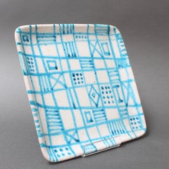 Decorative Italian Blue Ceramic Tray by Guido Gambone, circa 1950s