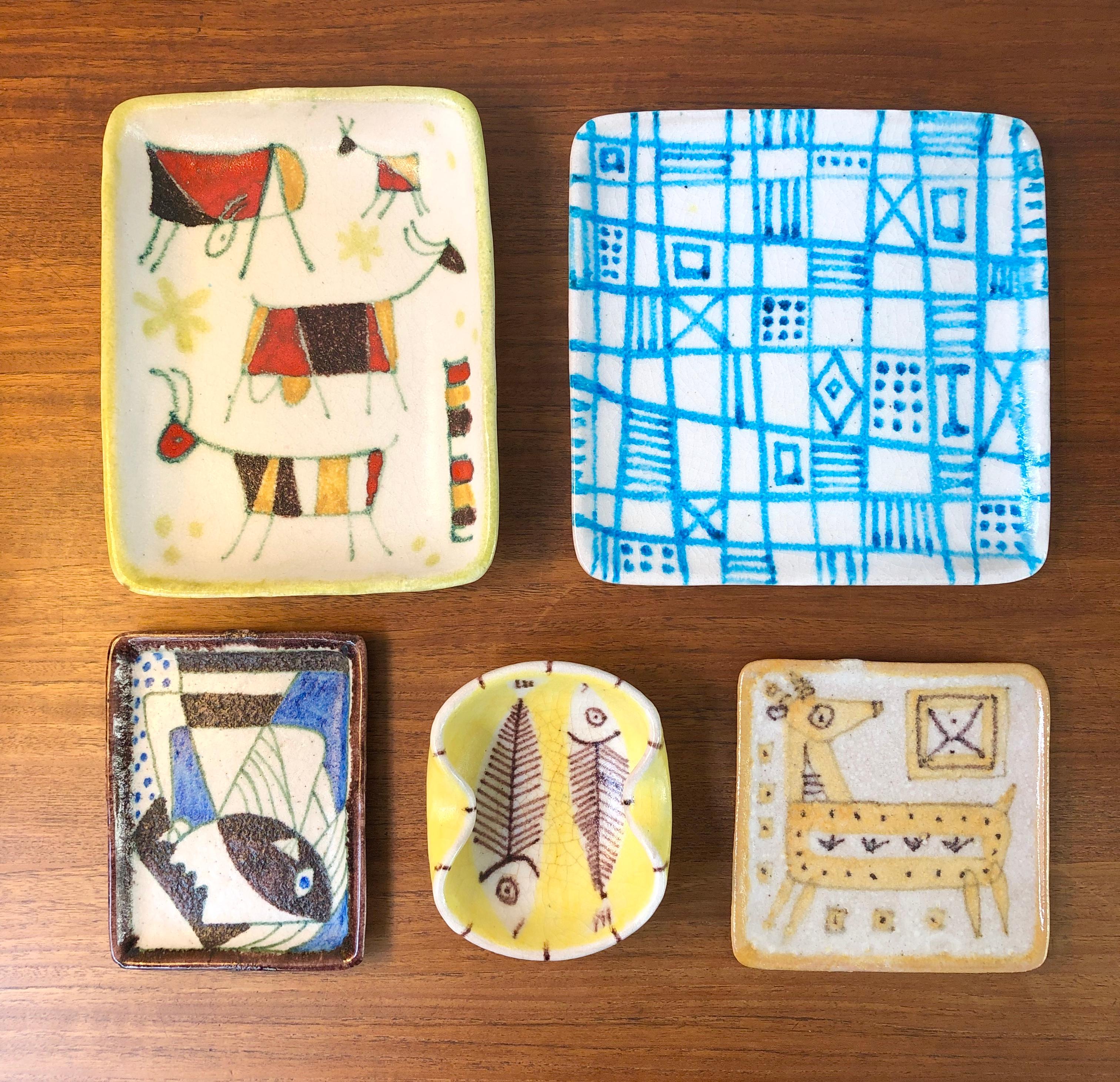 Decorative Italian Blue Ceramic Tray by Guido Gambone, circa 1950s 14
