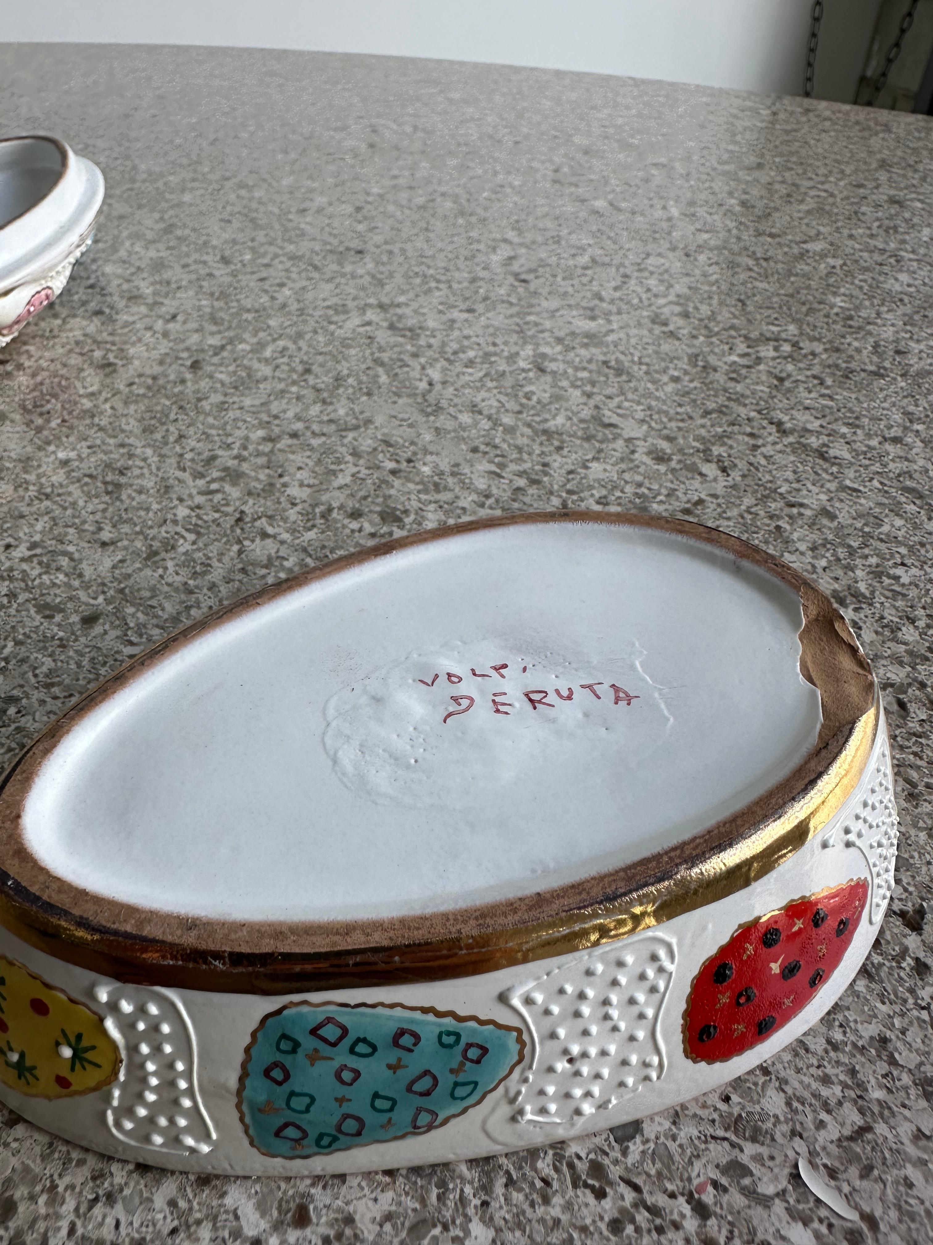 Glazed Decorative Italian Ceramic Box by Volpi Deruta