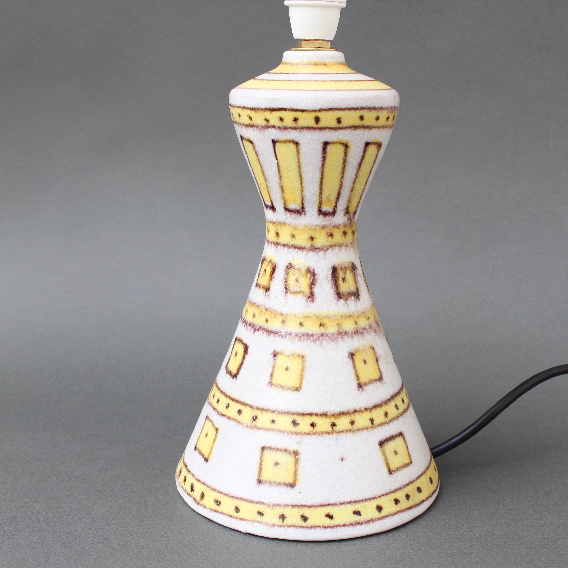 Decorative Italian Ceramic Table Lamp by Guido Gambone, circa 1950s In Fair Condition In London, GB