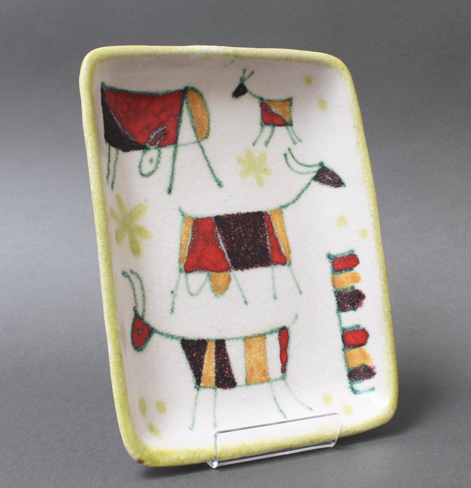 Decorative Italian Ceramic Tray / Dish by Guido Gambone, circa 1950s 3