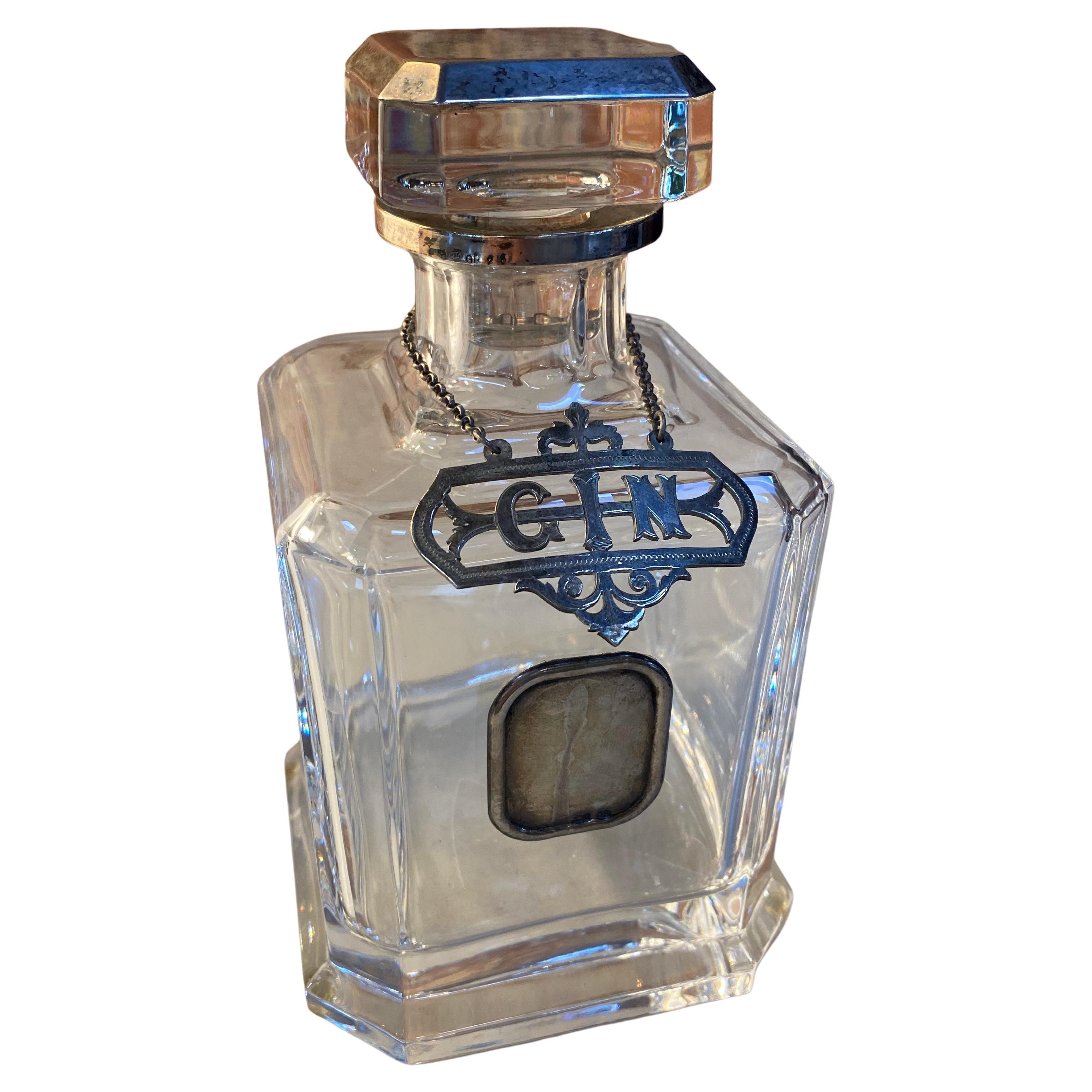 Decorative Italian Crystal Bottle 1950s For Sale