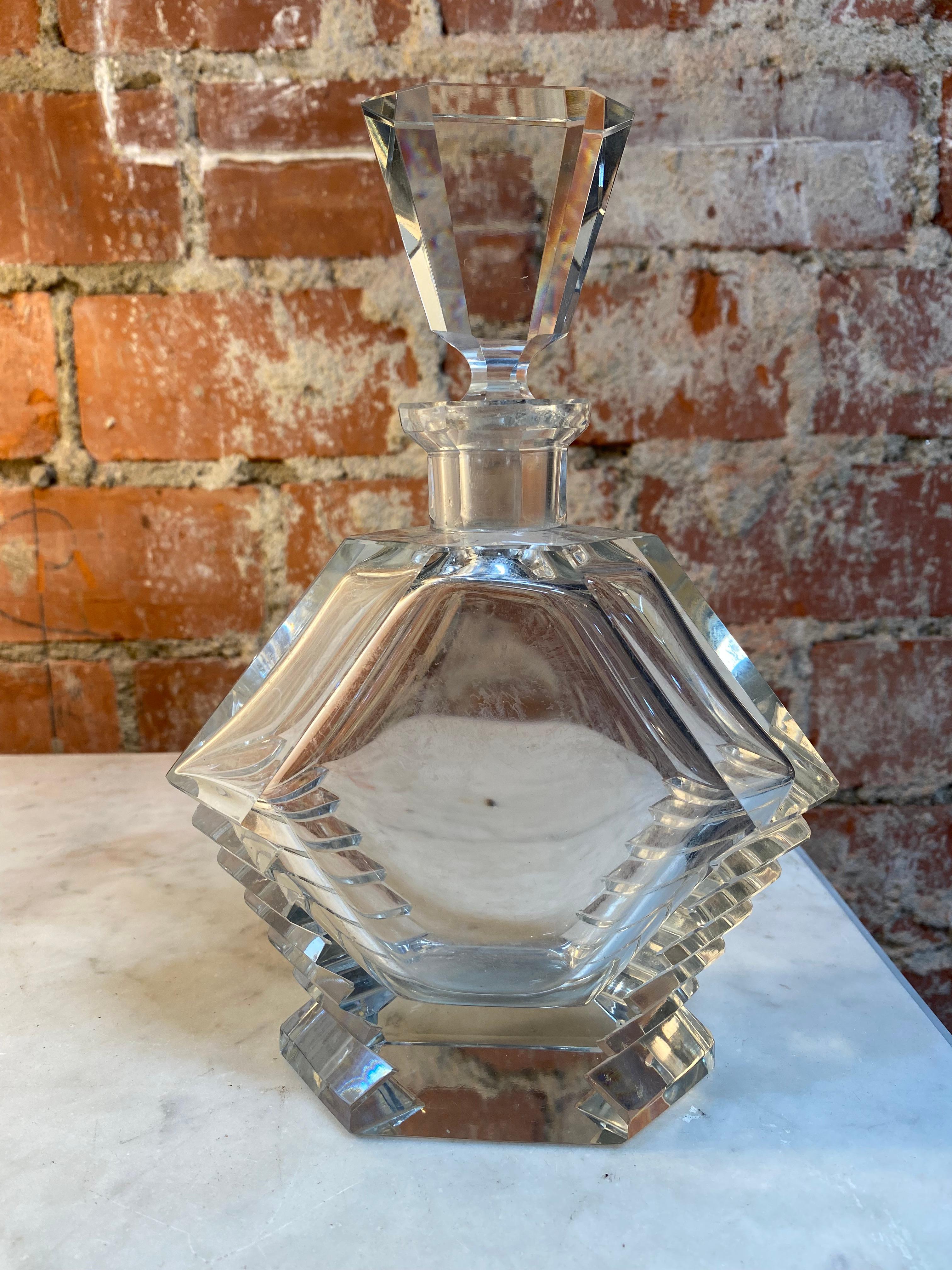 Decorative Italian crystal bottle made in 1960s.