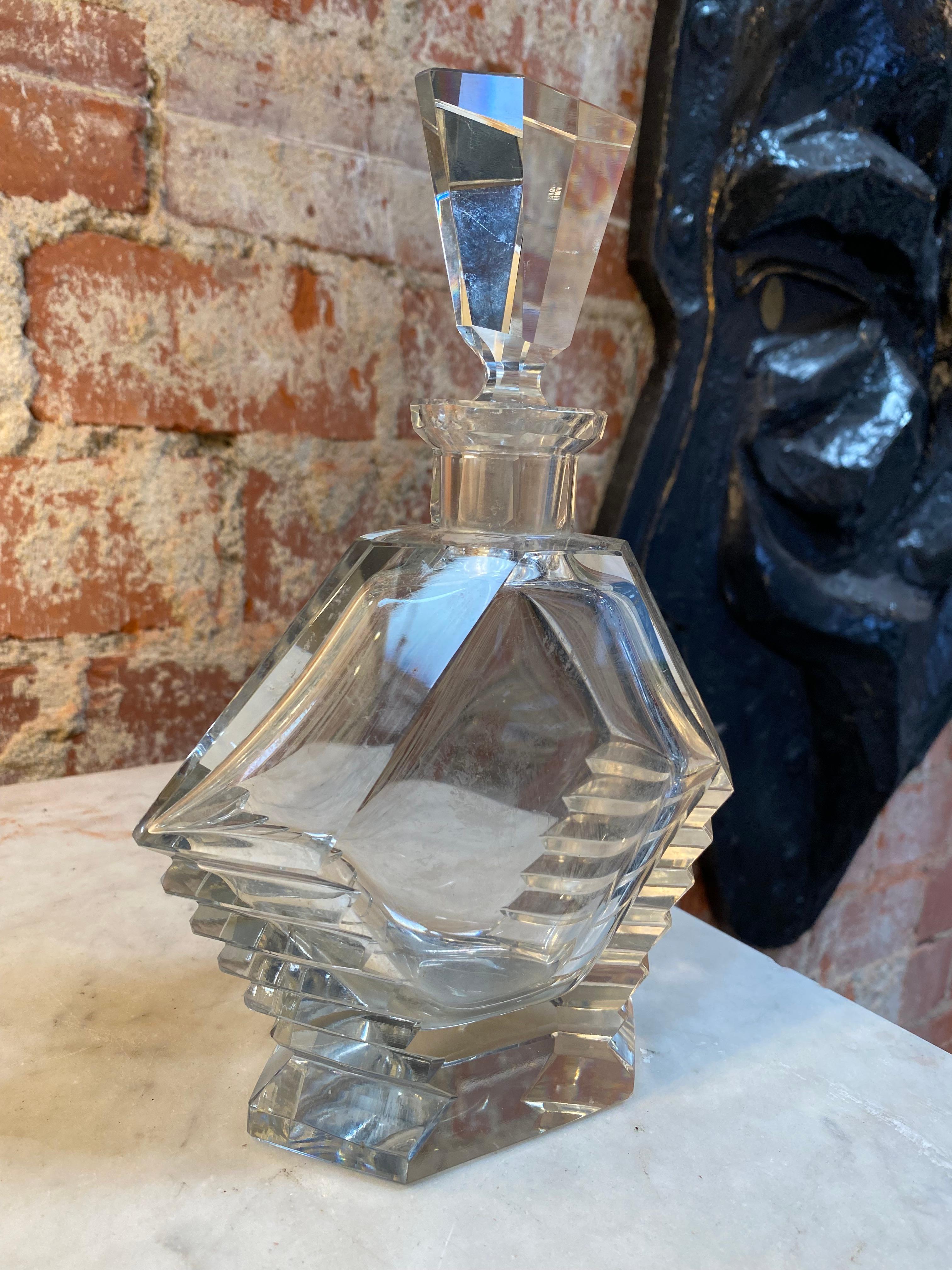 Decorative Italian Crystal Decanter / Bottle, 1960s In Good Condition For Sale In Los Angeles, CA