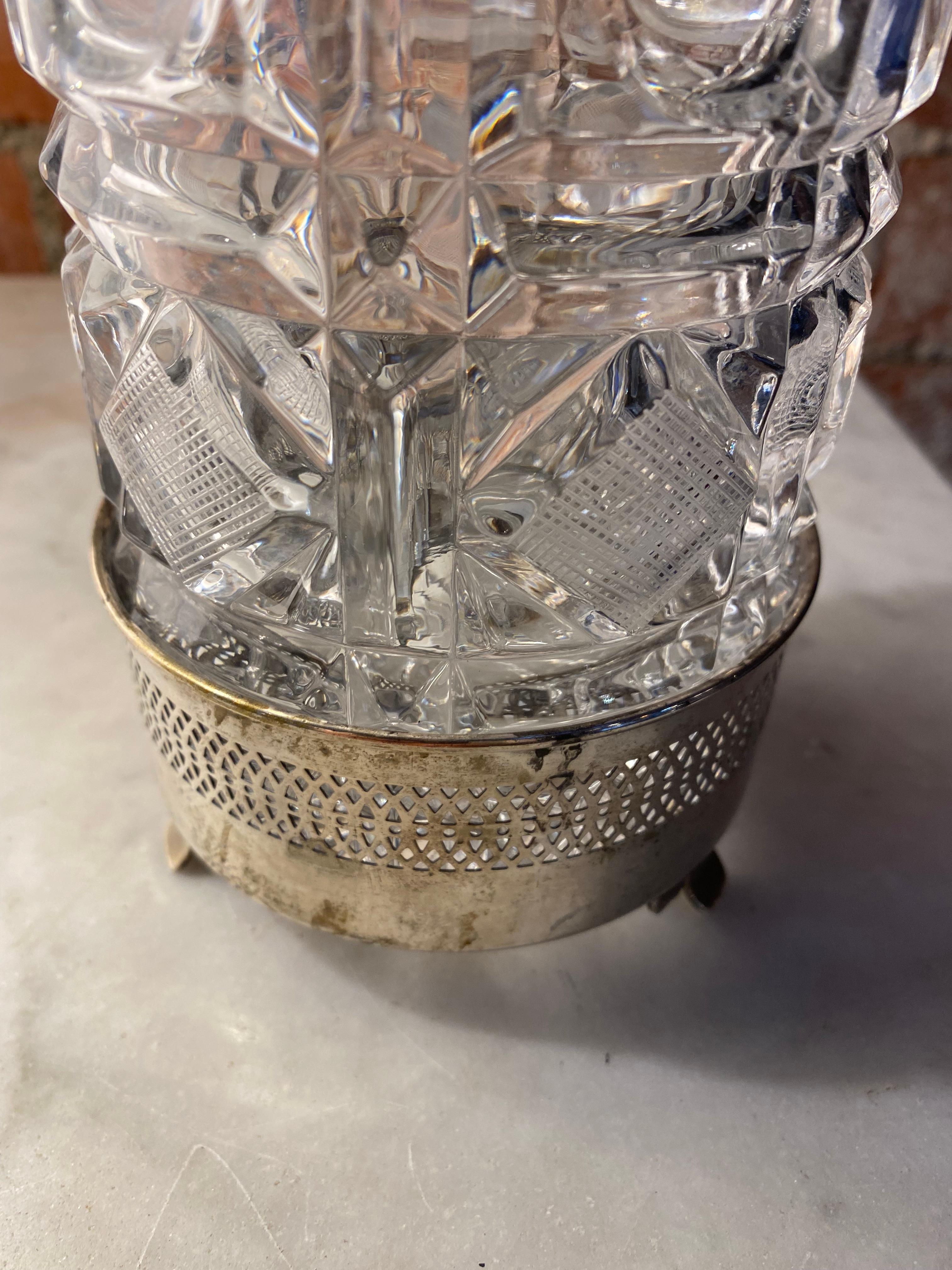 Dekorative italienische Dekanterflasche aus Kristall, 1950er-Jahre (Italienisch) im Angebot