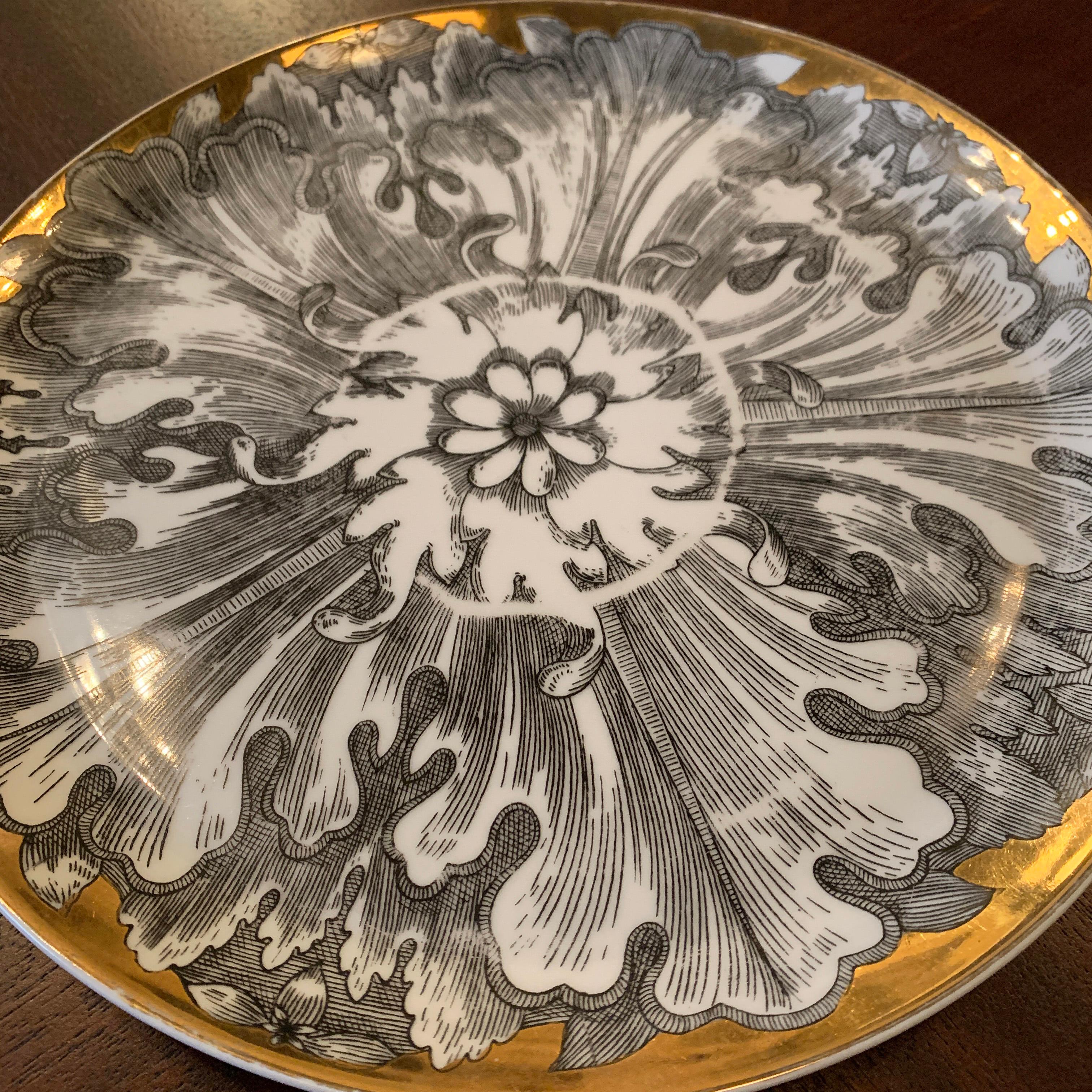 Painted Decorative Italian Gilt Plate by Bucciarelli