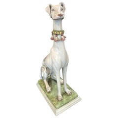 Decorative Italian Glazed Porcelain Whippet