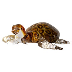 Decorative Italian Handmade Murano Glass Turtle Sculpture