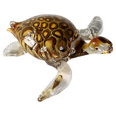 Decorative Italian Handmade Murano Glass Turtle Sculpture