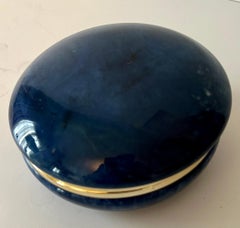 Boîte à charnière décorative italienne en lapis-lazuli et laiton