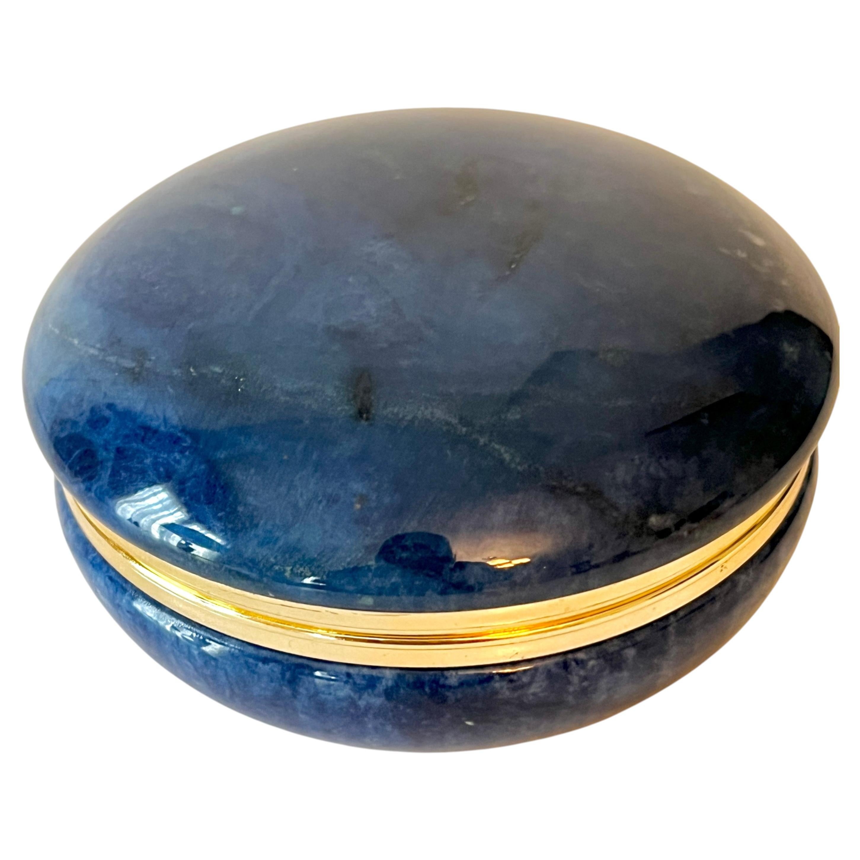 Decorative Italian Lapis Lazuli Brass Hinged Box
