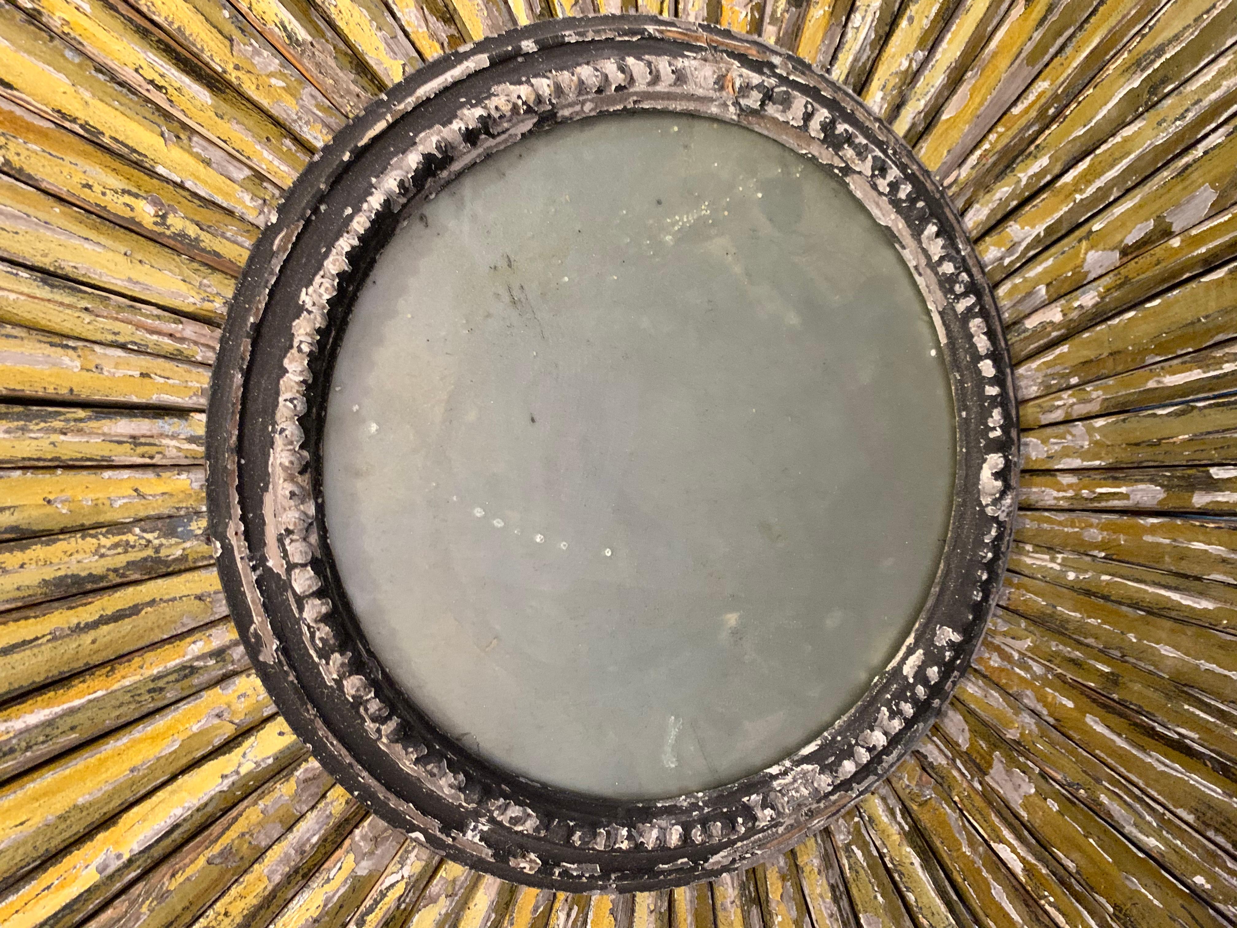 Decorative Italian Large Scale Carved and Patinated Wood Sunburst 1