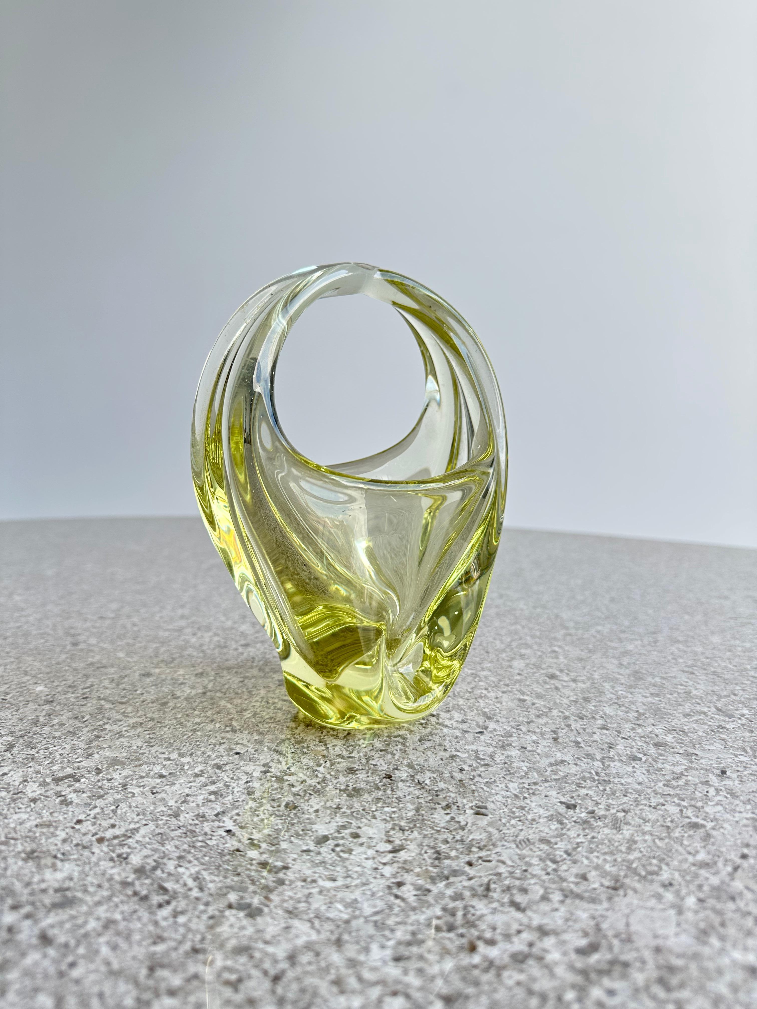 Decorative handmade Italian Murano Glass bowl-basket beautiful as centrepiece.