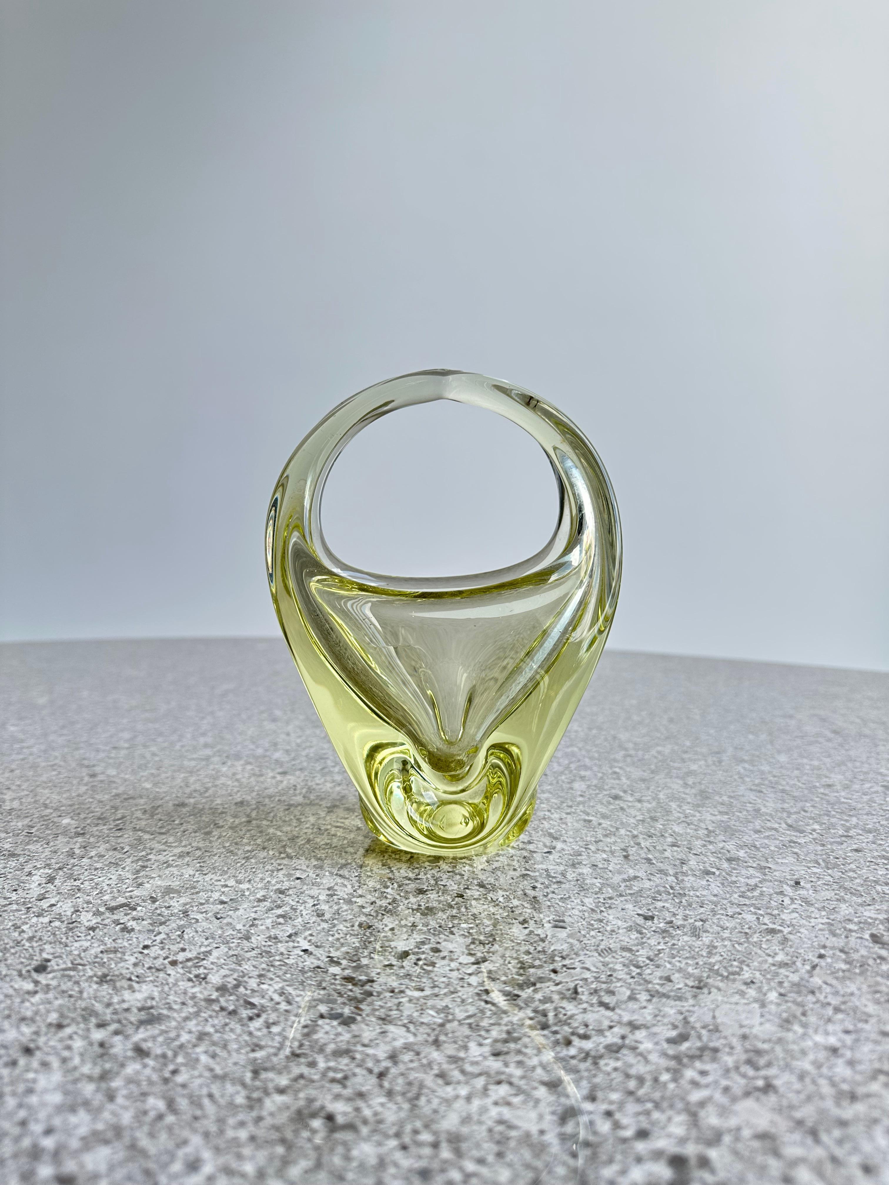 Mid-Century Modern Decorative Italian Murano Glass Bowl, Basket  For Sale