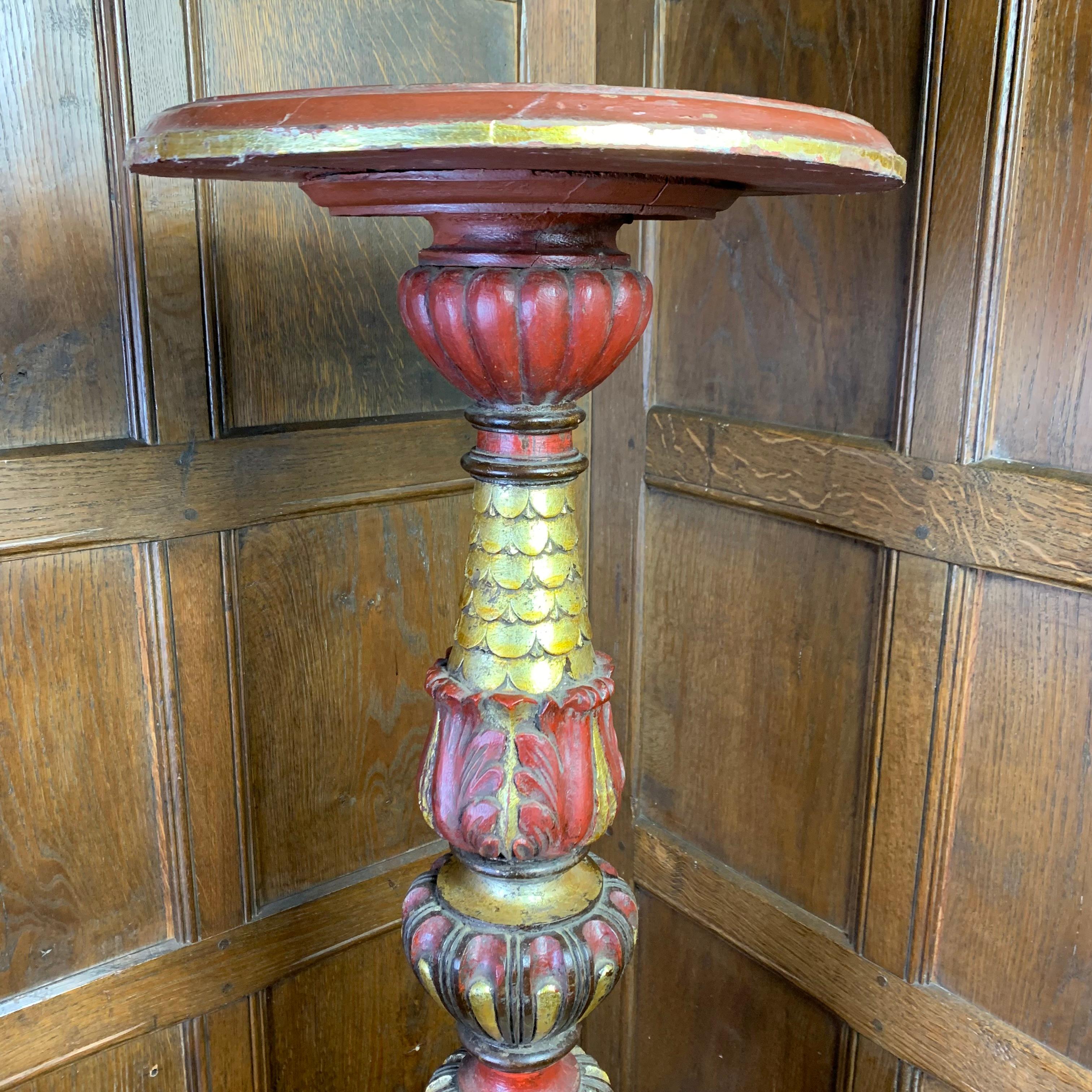 Carved Decorative Italian Pedestal/Torchere/Column For Sale