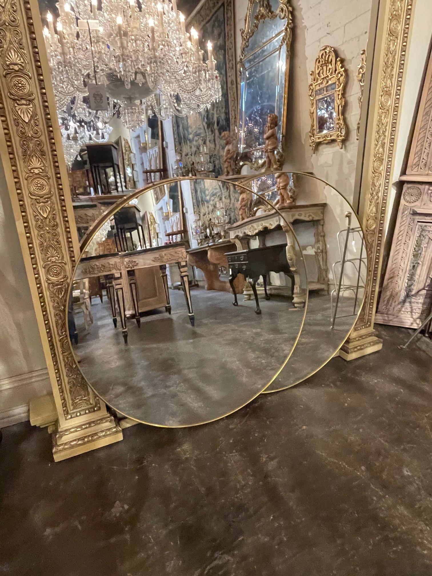 Contemporary Decorative Italian Round Brass Mirrors