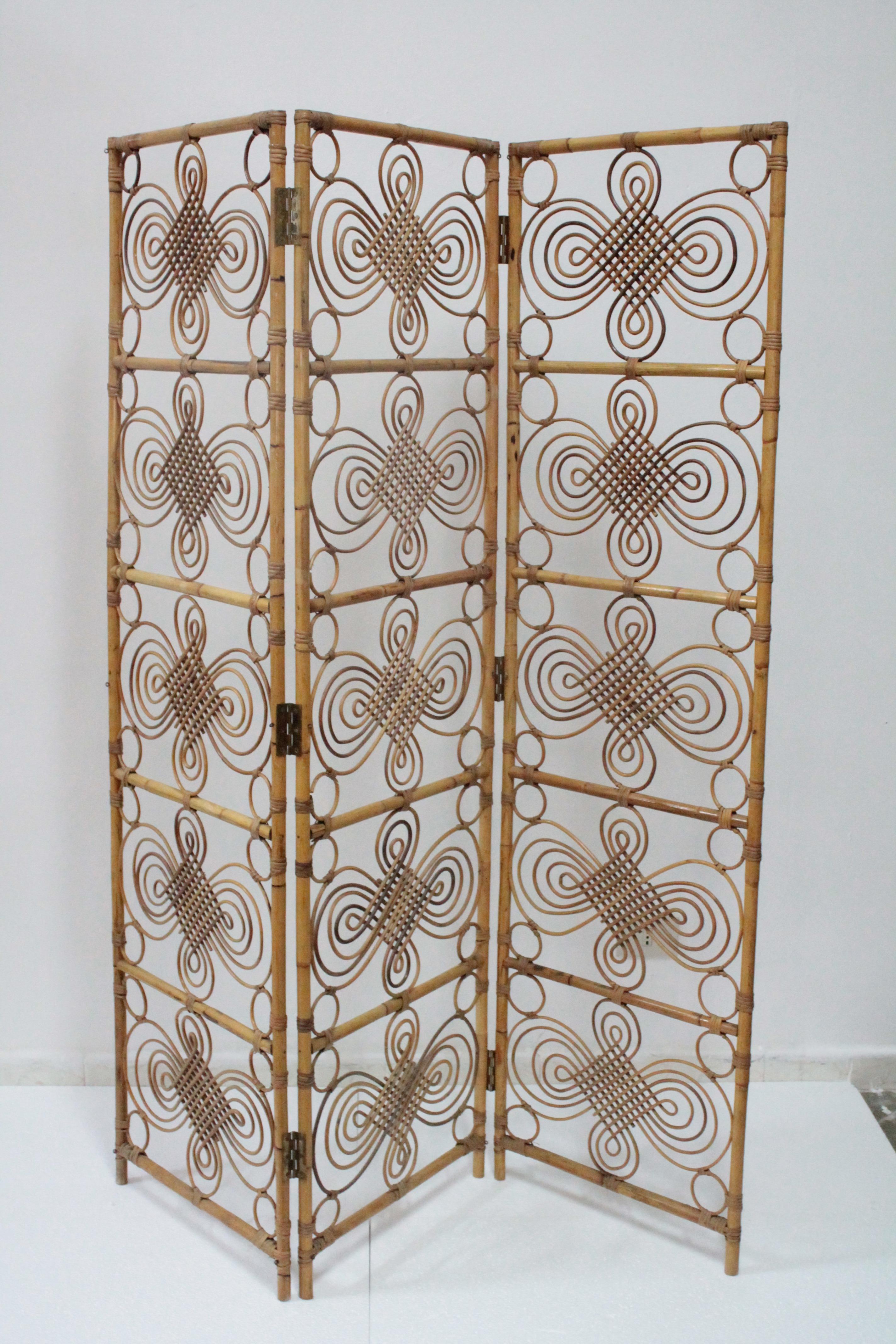 Decorative Italian Vintage Bamboo/Wicker Room Divider, 1970s For Sale 7