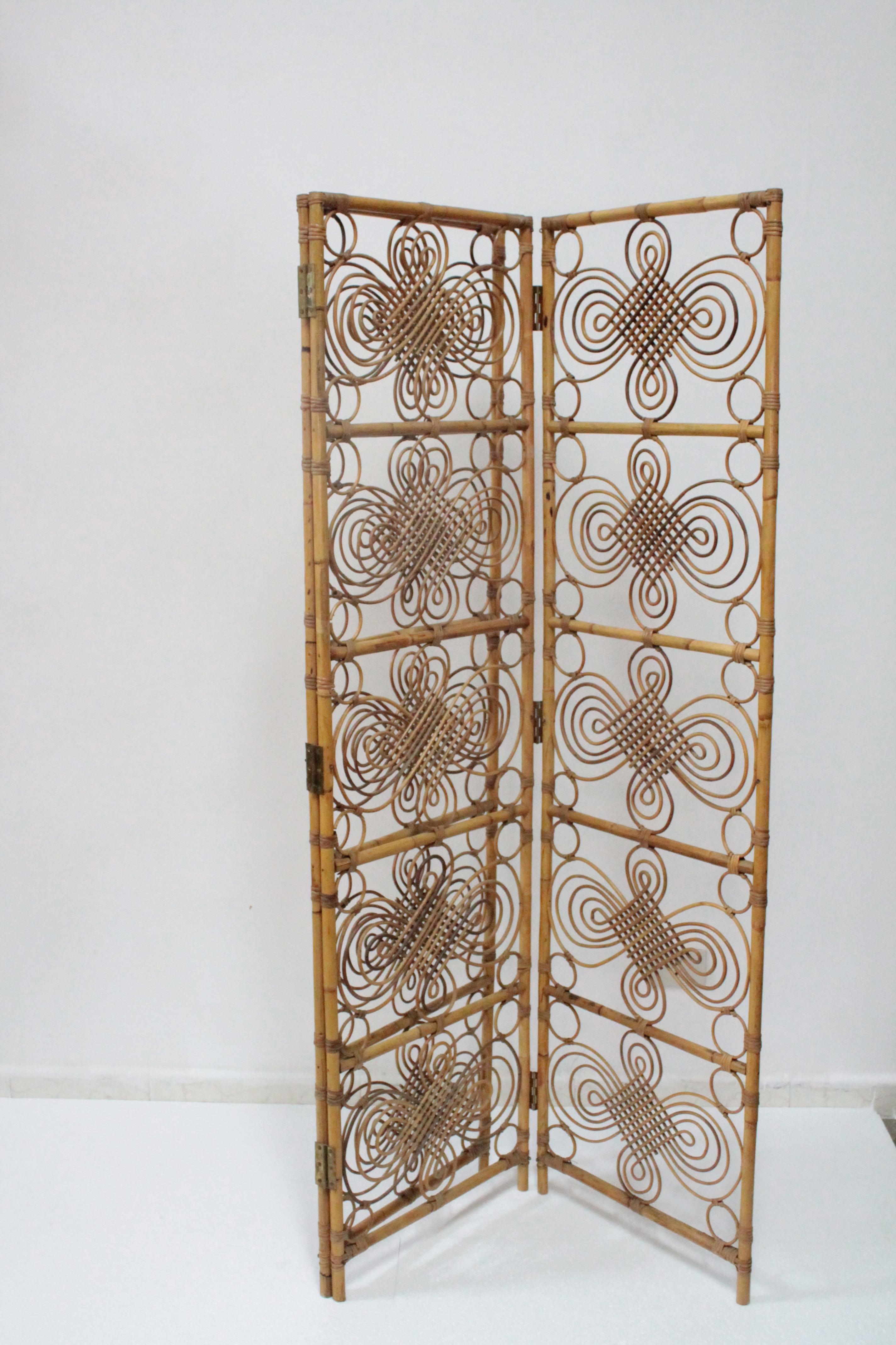 Decorative Italian Vintage Bamboo/Wicker Room Divider, 1970s For Sale 9