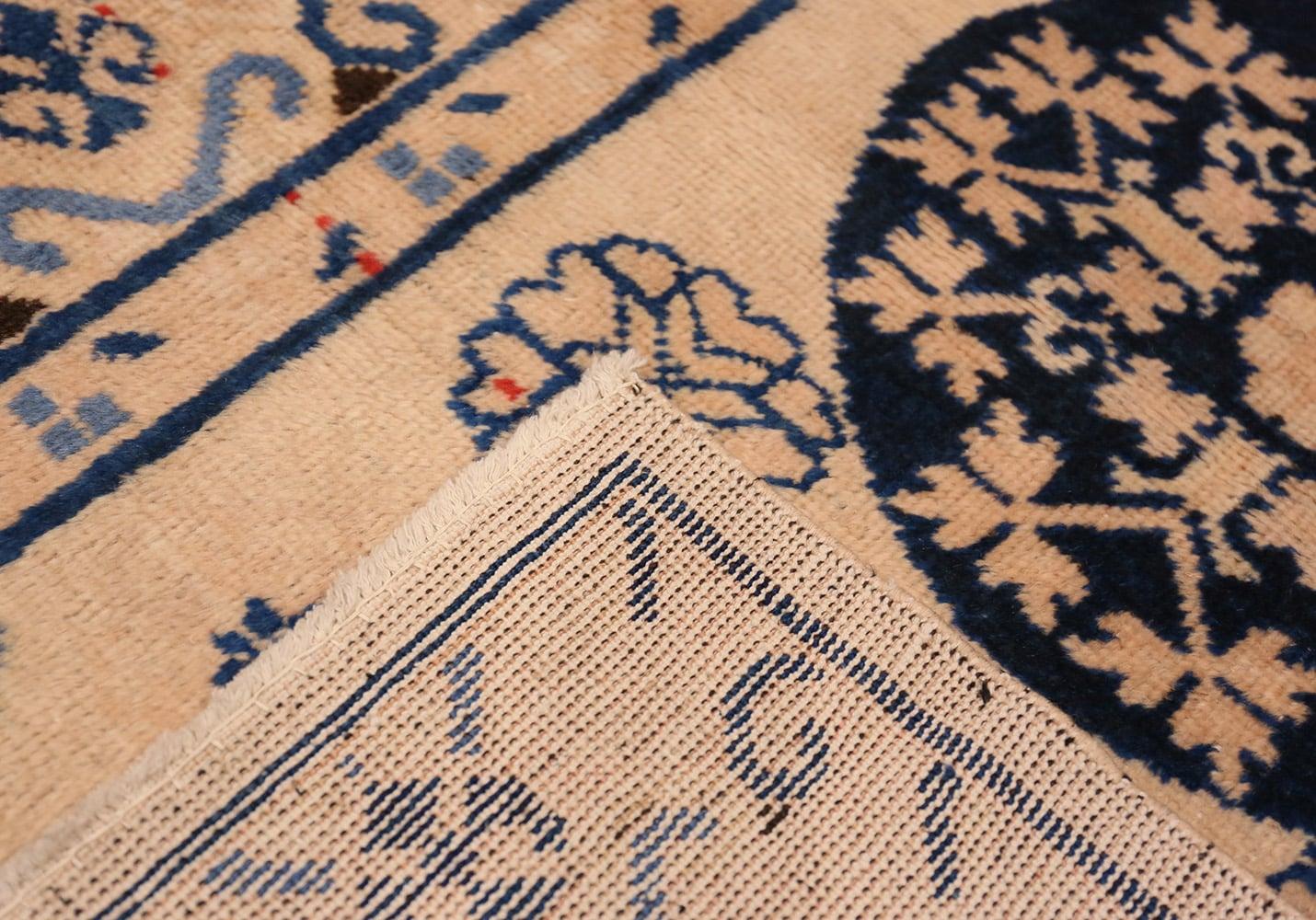 Mid-20th Century Decorative Ivory and Blue Antique Khotan Runner Rug