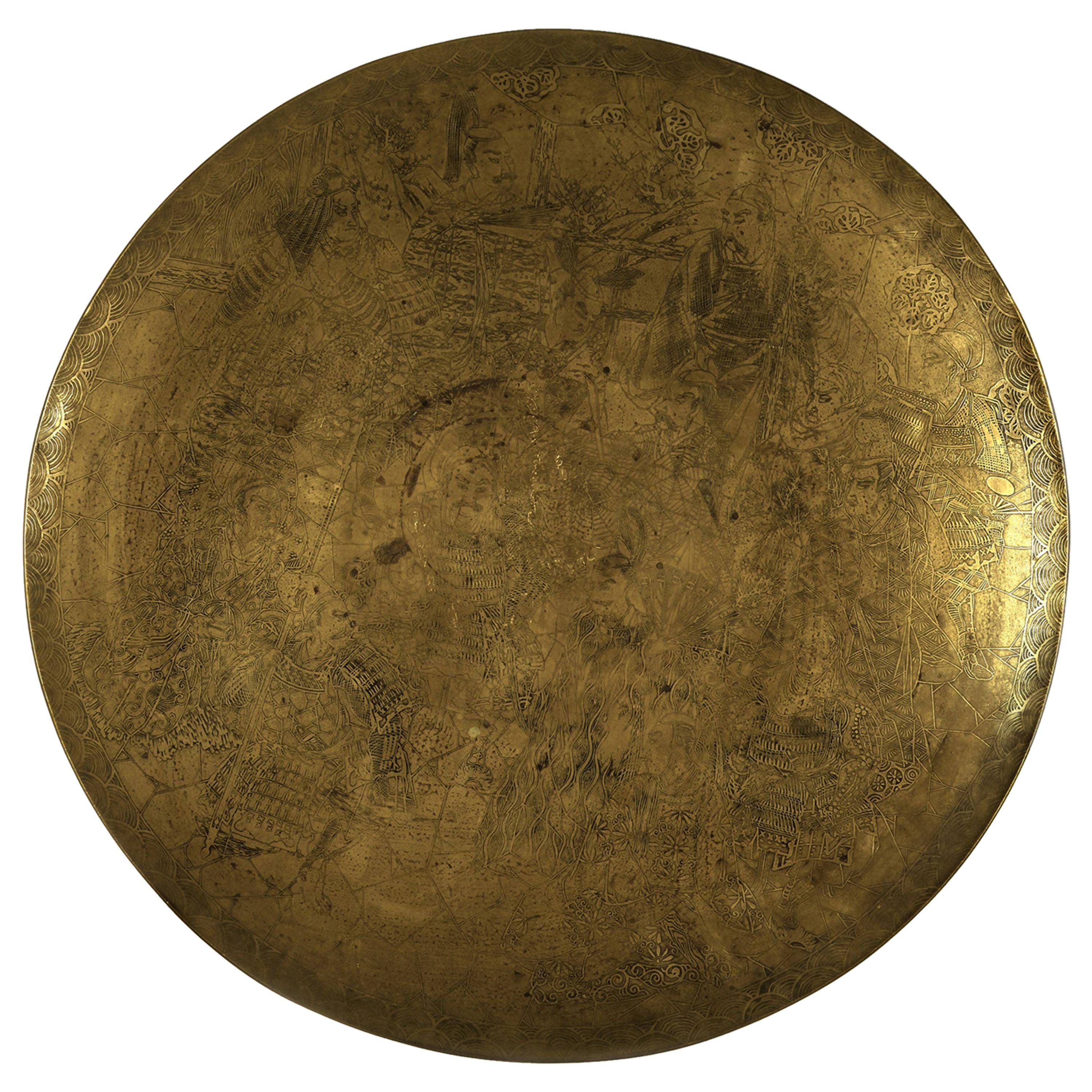 Decorative Japanese Brass Plate For Sale
