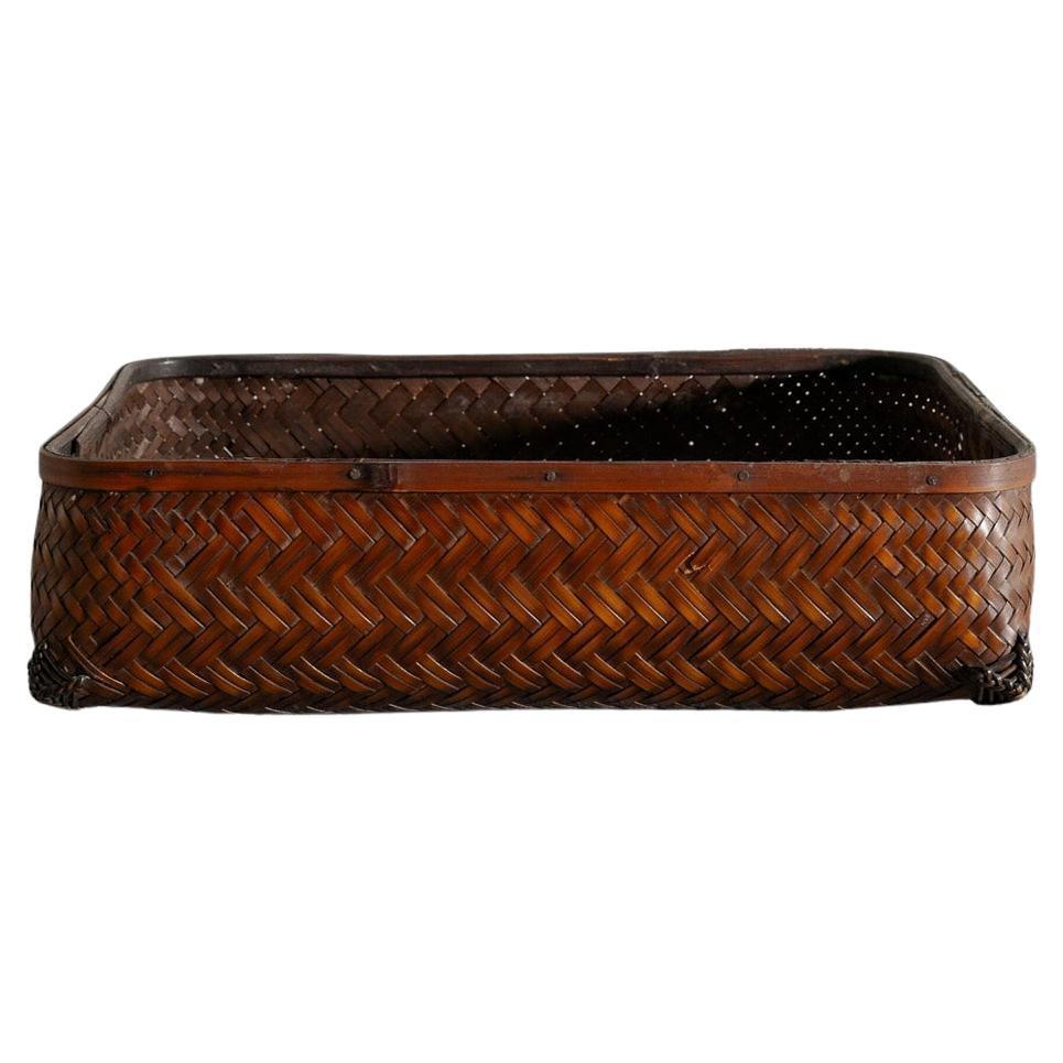 Decorative Japanese Mid Century Ikebana Bamboo Basket Produced in Japan, 1950s