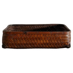 Decorative Japanese Mid Century Ikebana Bamboo Basket Produced in Japan, 1950s