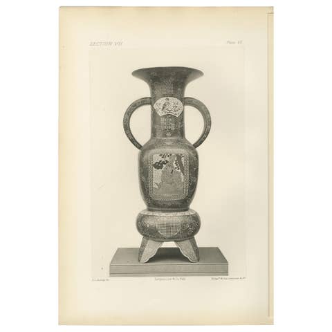 Decorative Japanese Vase with Intricate Patterns - Art by Audsley, 1884