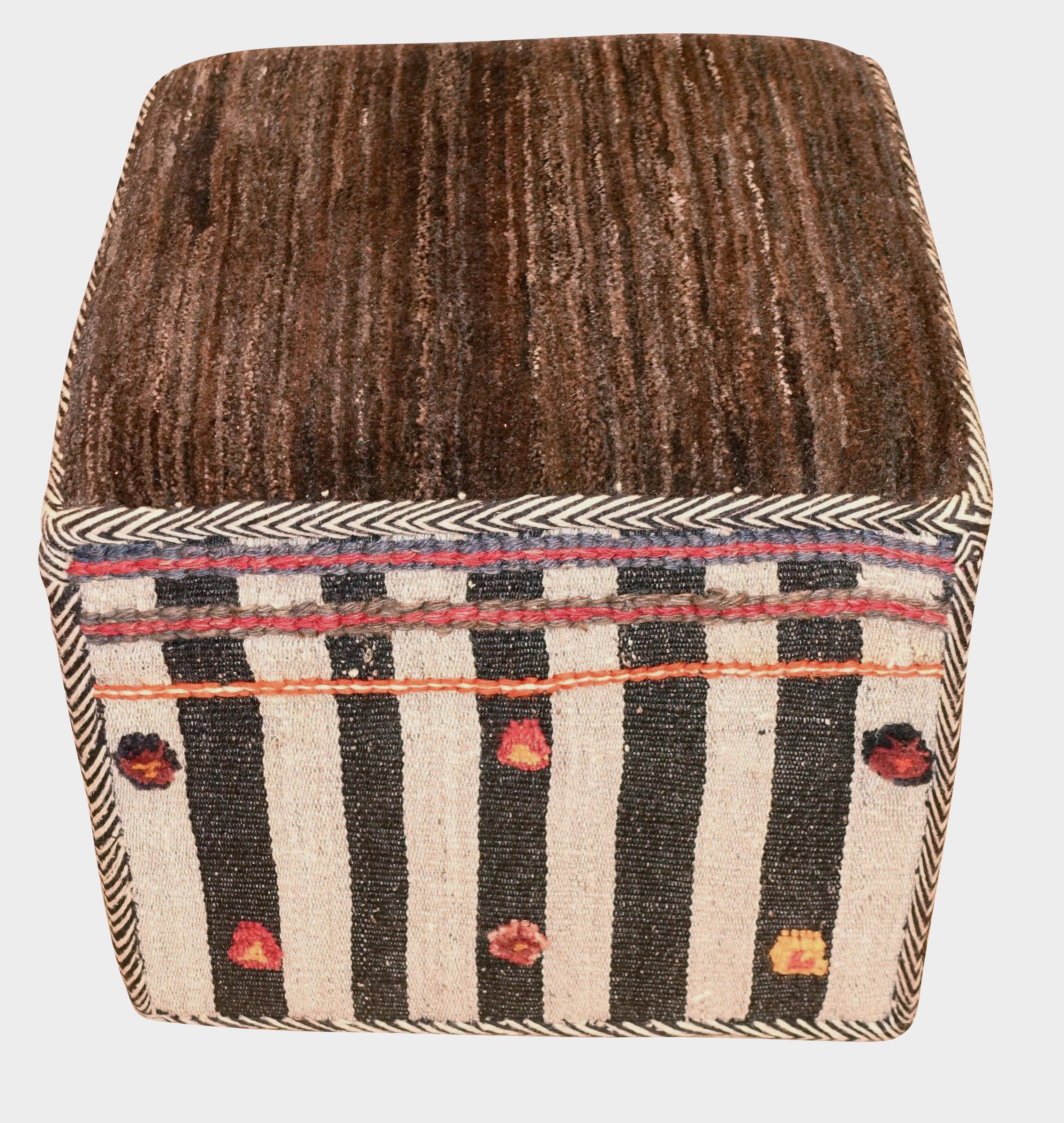 Unknown Decorative Kilim Footstool, Middle East, Contemporary