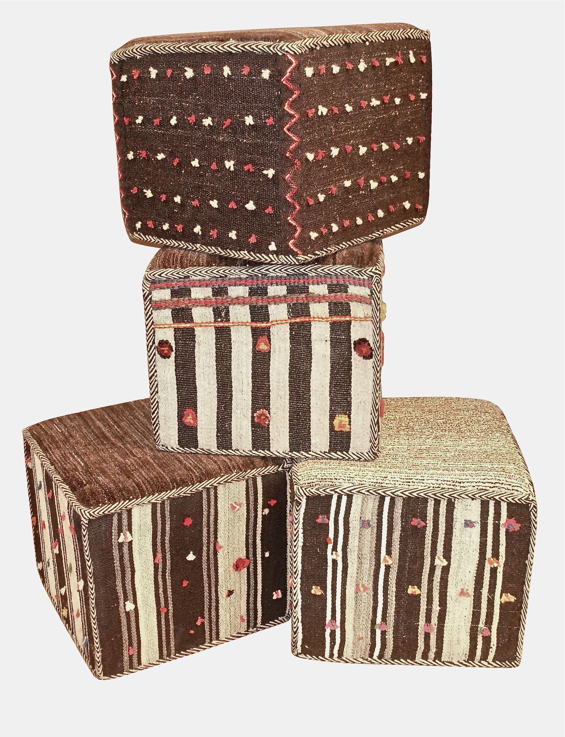 Decorative Kilim Footstool, Middle East, Contemporary 1