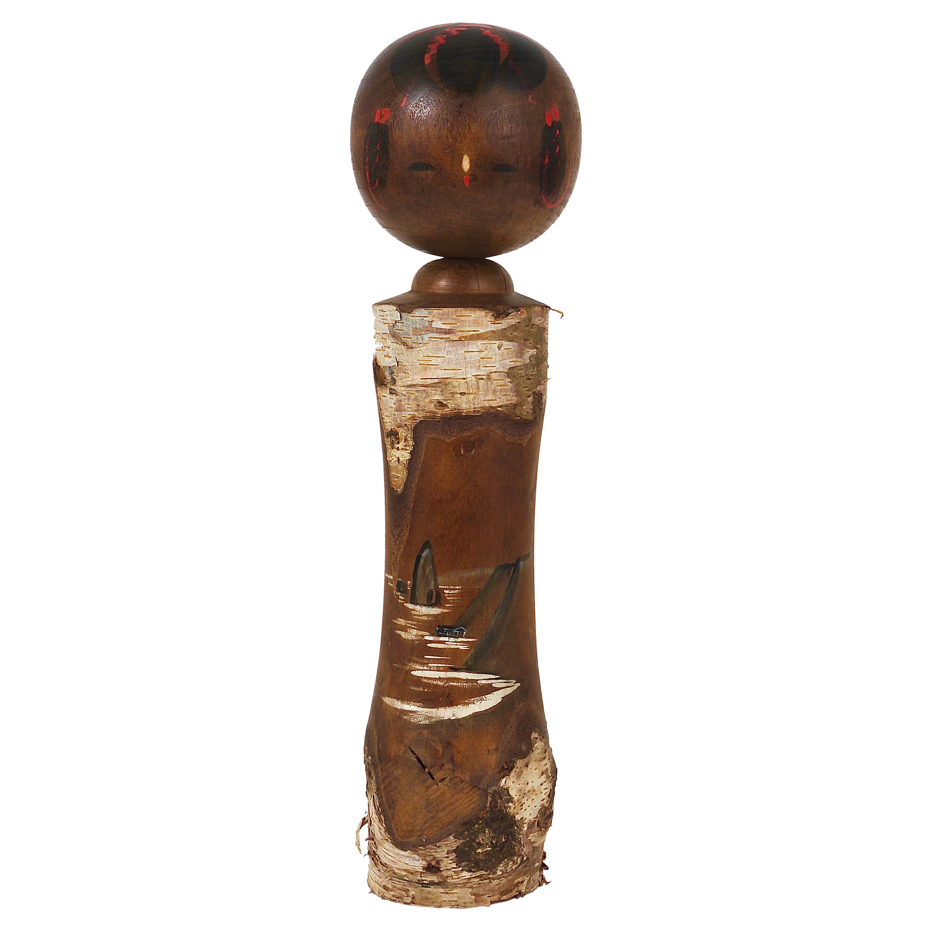 Sculpture décorative de poupée Kokeshi du nord du Japon, peinte à la main en vente