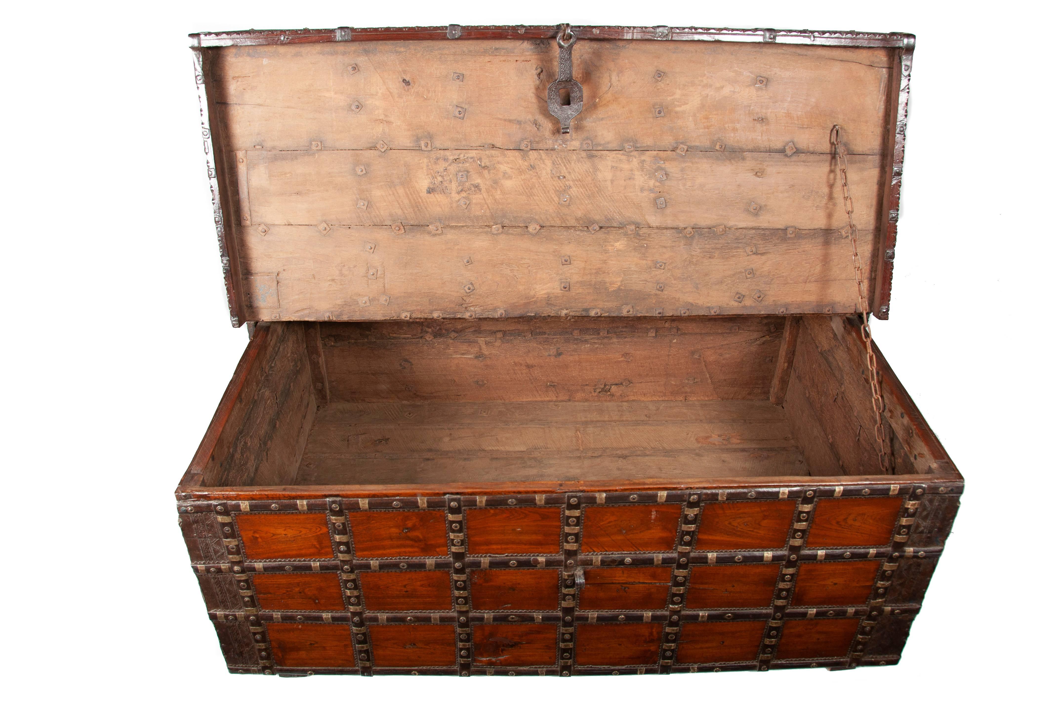 Decorative Large Antique Anglo-Indian Trunk, Coffee Table 5
