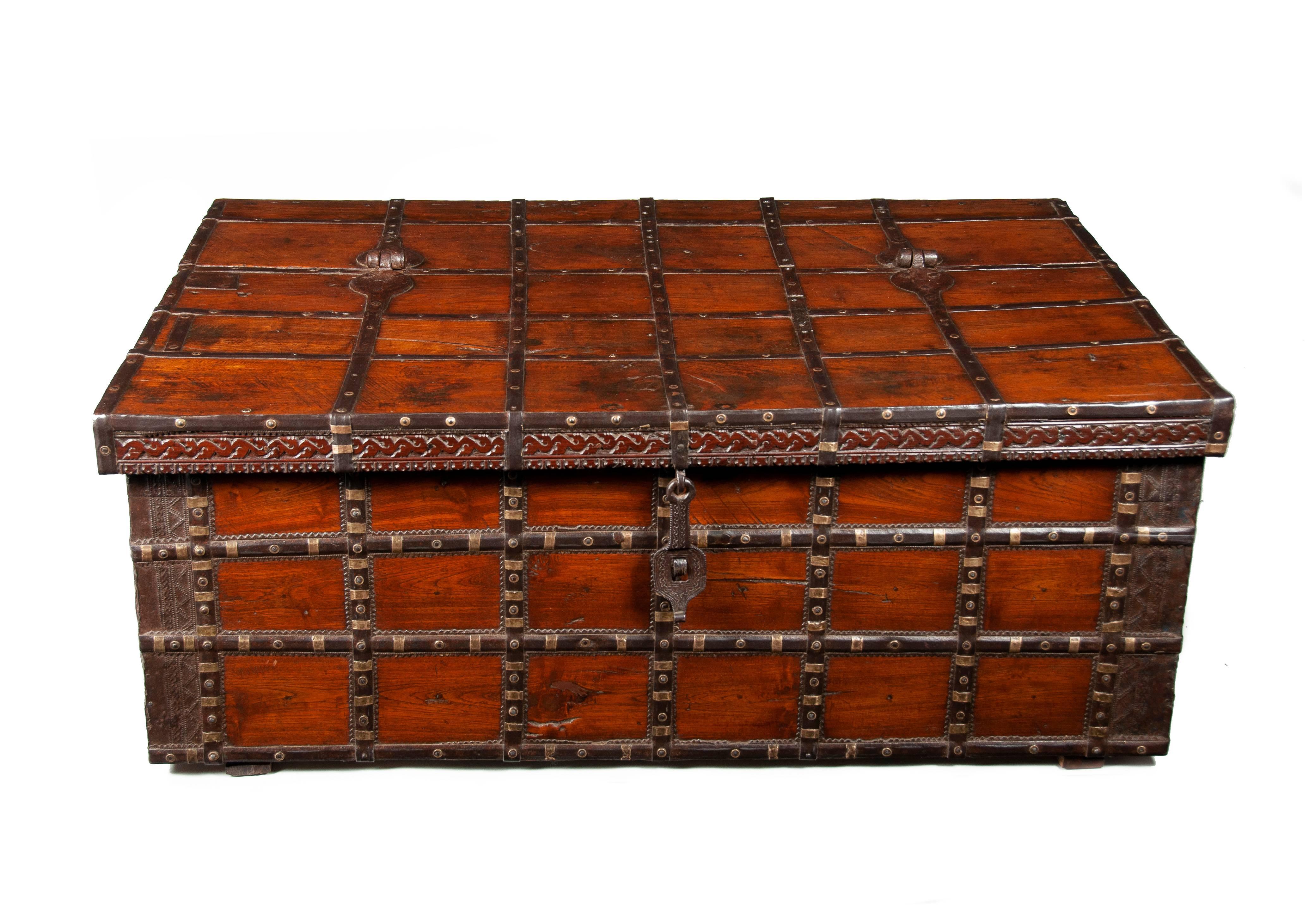19th Century Decorative Large Antique Anglo-Indian Trunk, Coffee Table