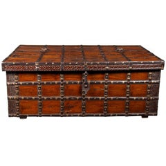 Decorative Large Antique Anglo-Indian Trunk, Coffee Table