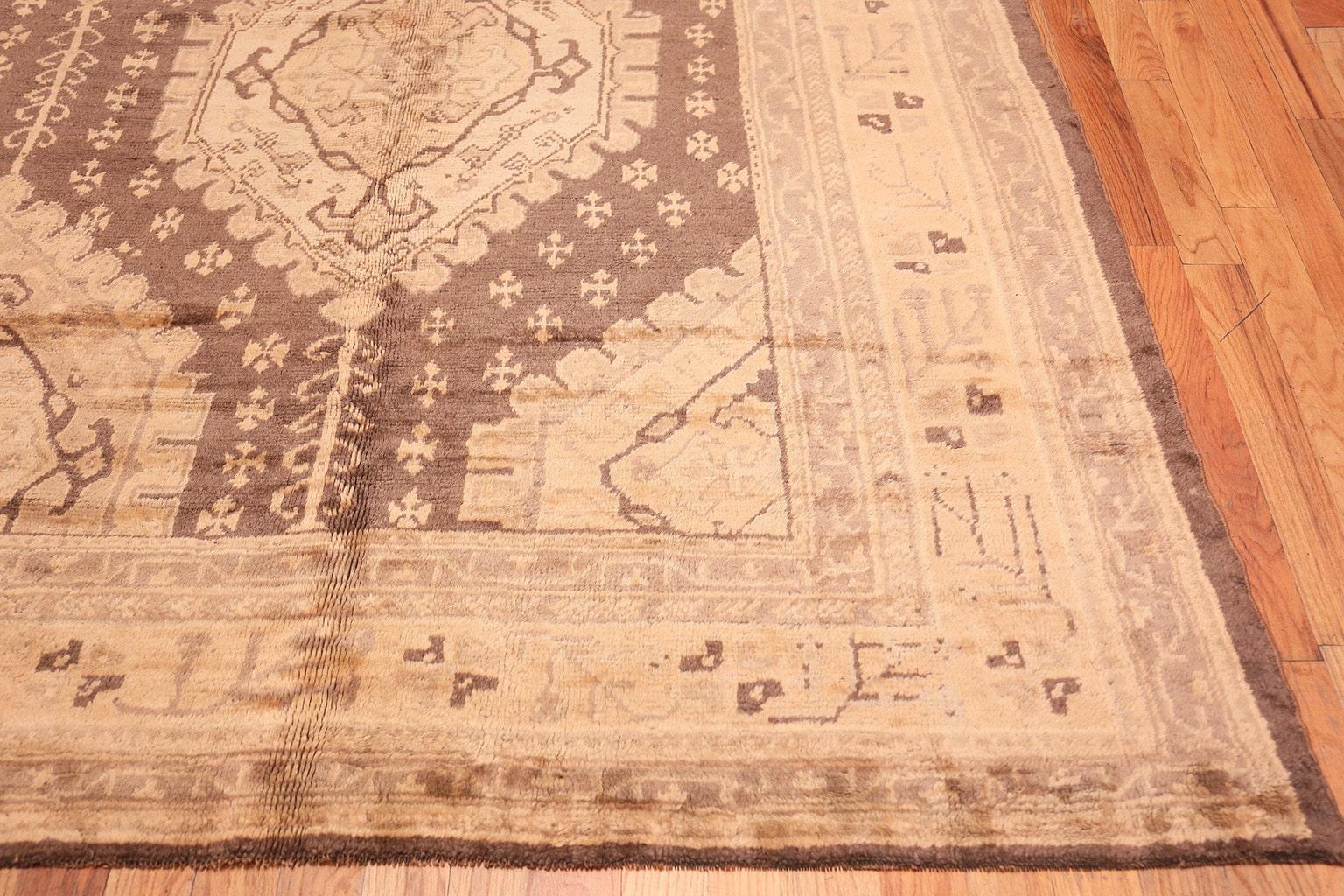 Hand-Knotted Decorative Large Antique Turkish Oushak Rug. Size: 10 ft 9 in x 14 ft