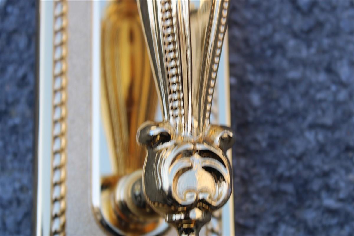 Decorative Large Door Handle in Plated Brass 24 Kt Gold Italy 1970 Very Classic For Sale 2