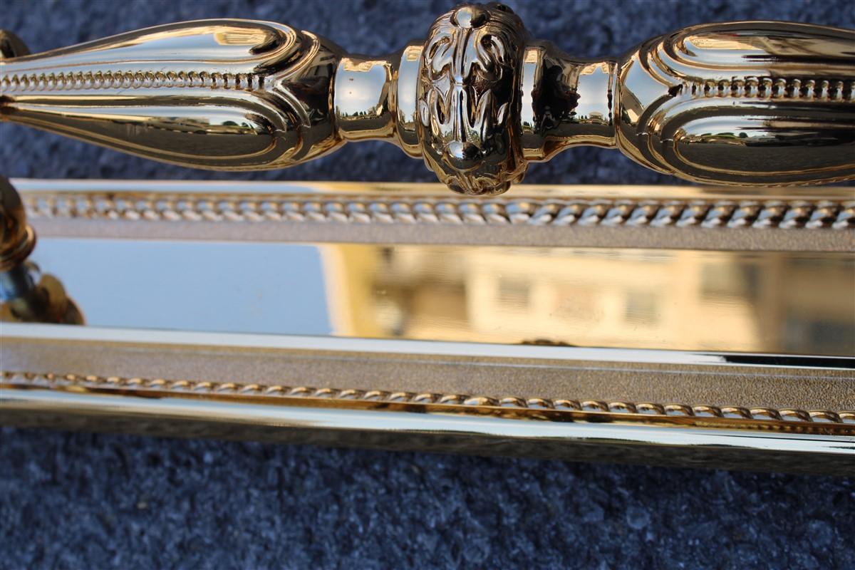 Decorative Large Door Handle in Plated Brass 24 Kt Gold Italy 1970 Very Classic For Sale 4