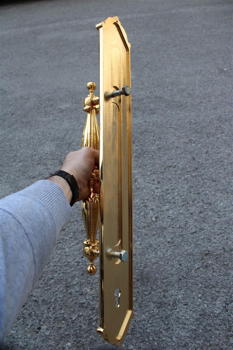 Decorative Large Door Handle in Plated Brass 24 Kt Gold Italy 1970 Very Classic In Good Condition For Sale In Palermo, Sicily