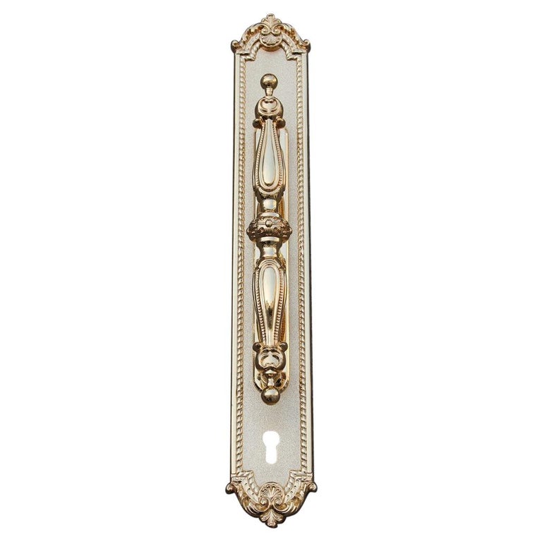 Decorative Large Door Handle in Plated Brass 24 Kt Gold Italy 1970 Very  Classic For Sale at 1stDibs