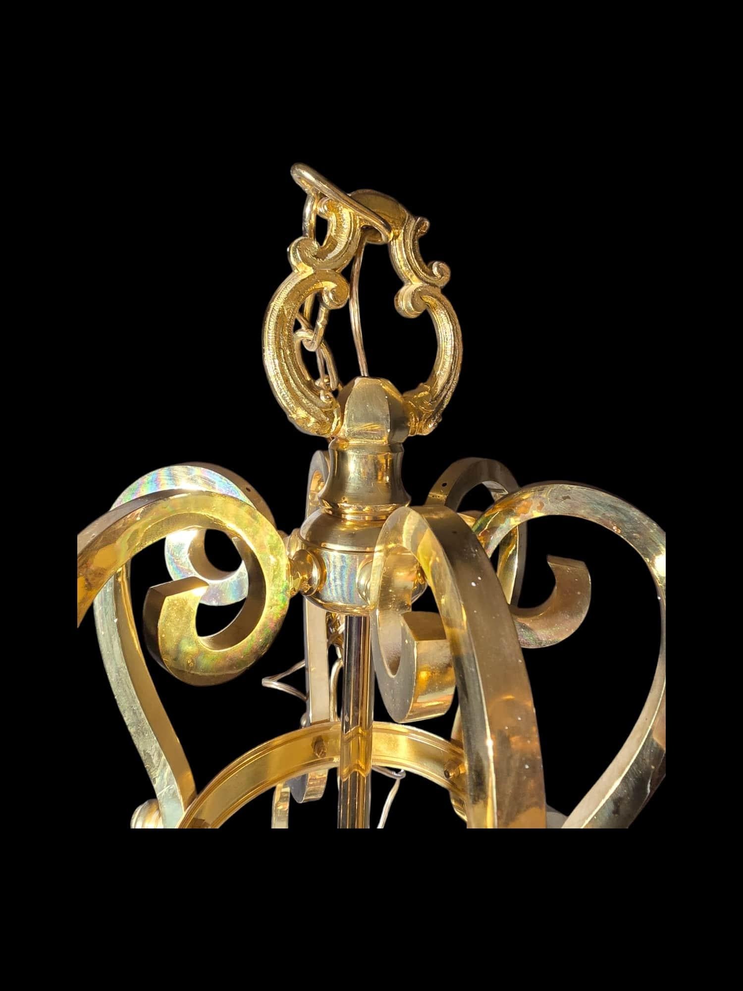 Decorative Large Gilt Bronze Lantern from the 1950s For Sale 5
