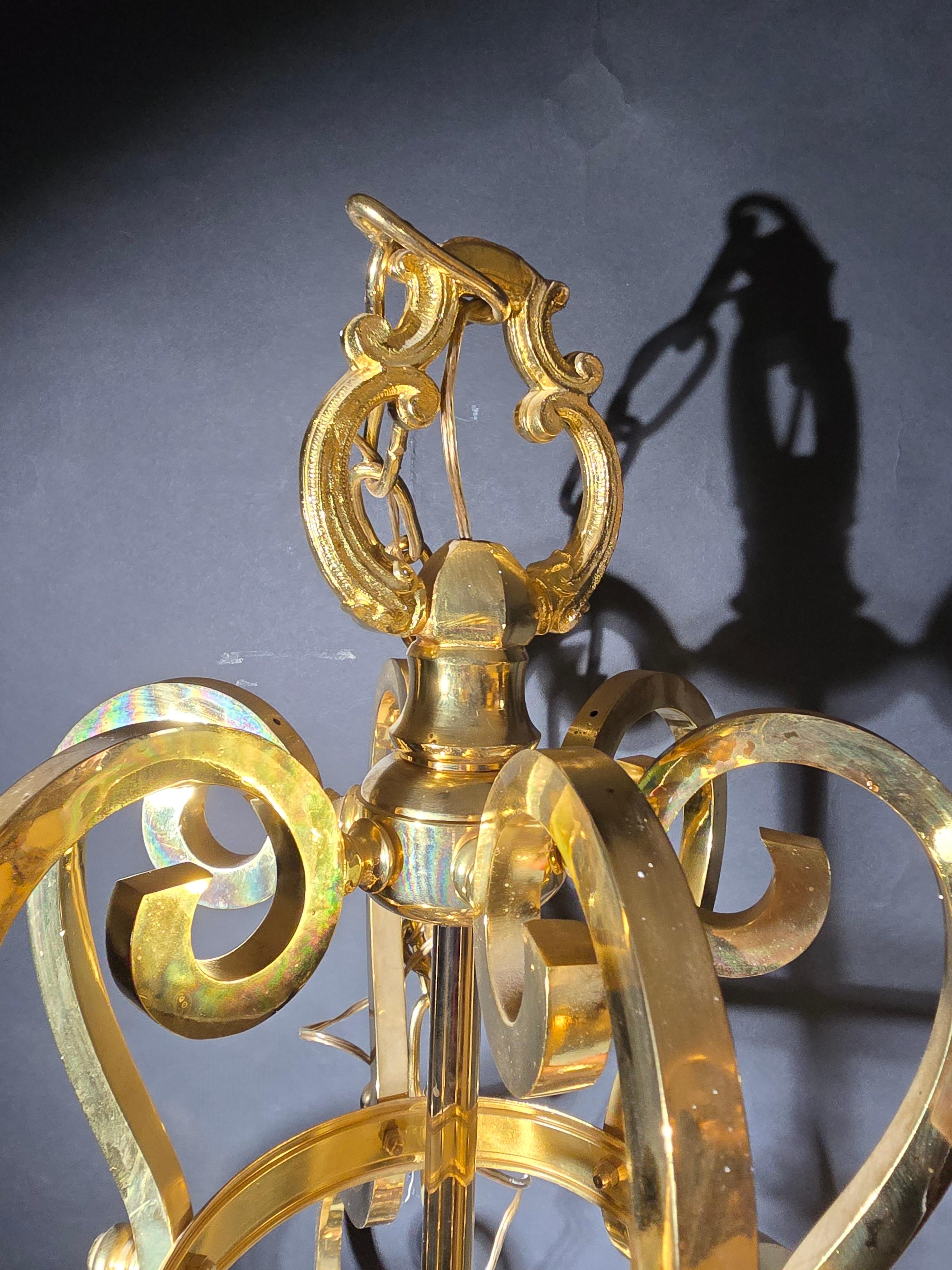 Mid-20th Century Decorative Large Gilt Bronze Lantern from the 1950s For Sale
