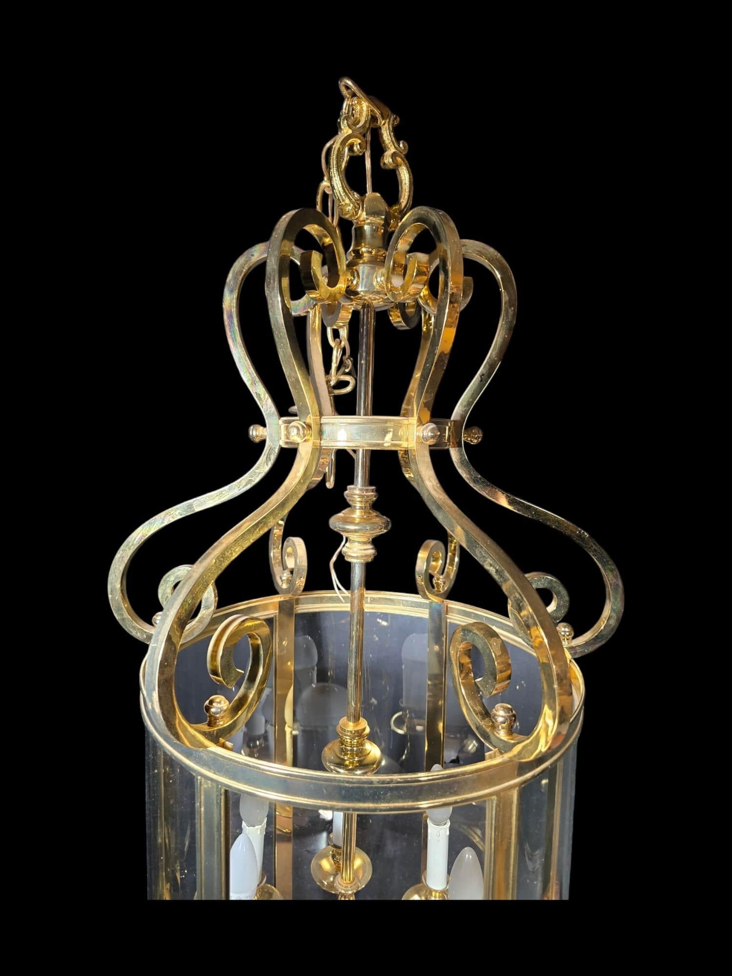 Decorative Large Gilt Bronze Lantern from the 1950s For Sale 1