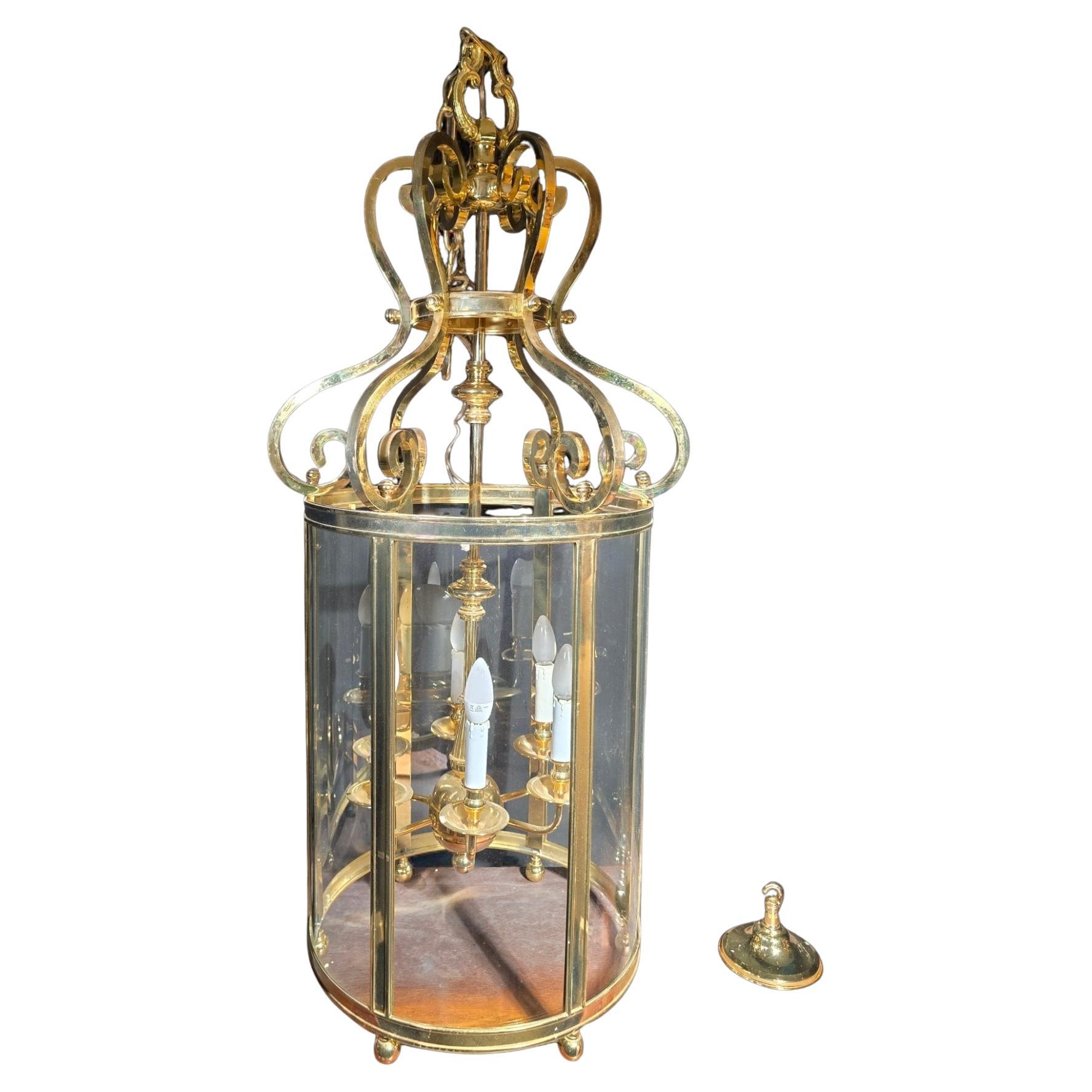 Lanterna decorativa in bronzo dorato di grandi dimensioni degli anni '50