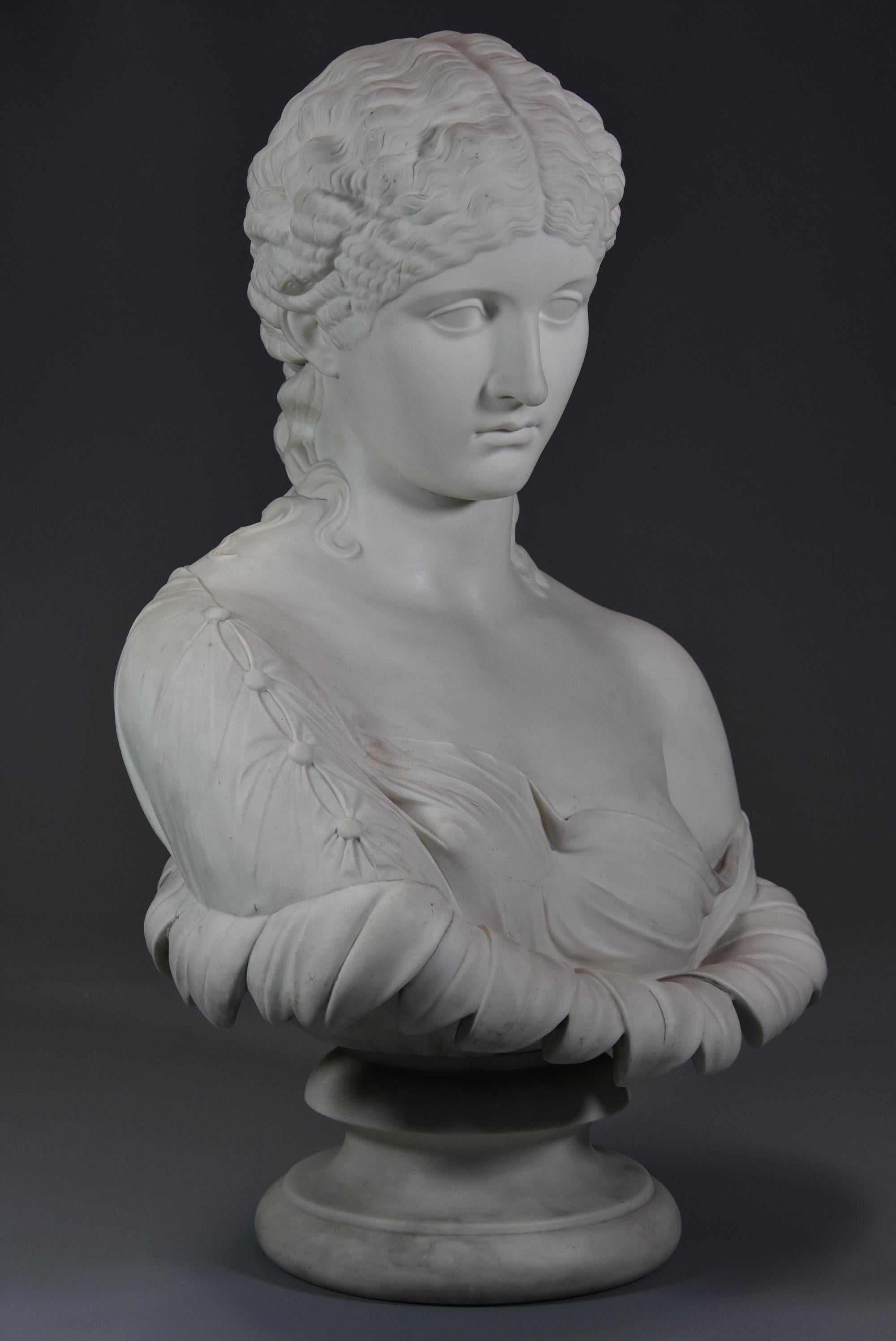 Classical Roman Decorative Large Mid-19th Century Parian Bust of ‘Clytie’, Stamped ‘Copeland'