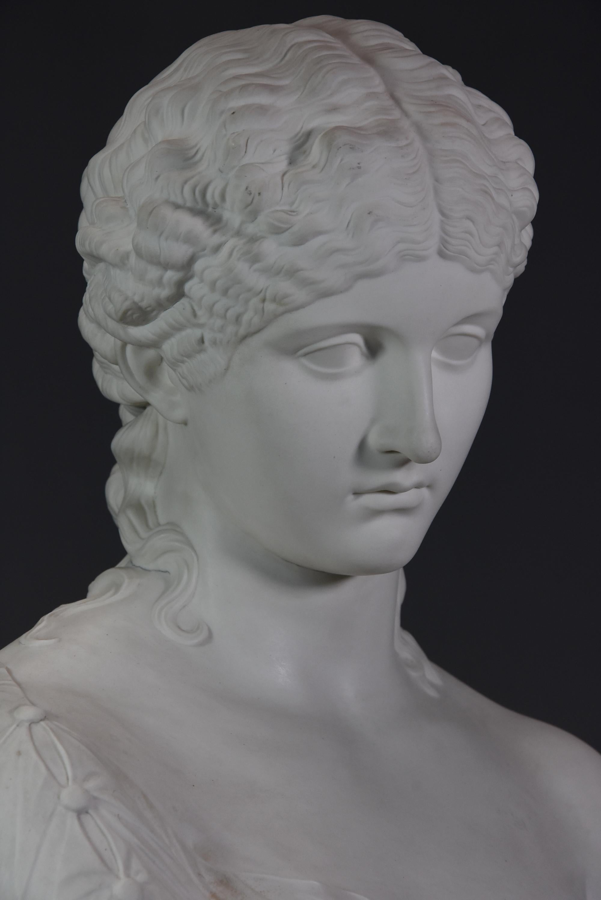 English Decorative Large Mid-19th Century Parian Bust of ‘Clytie’, Stamped ‘Copeland'