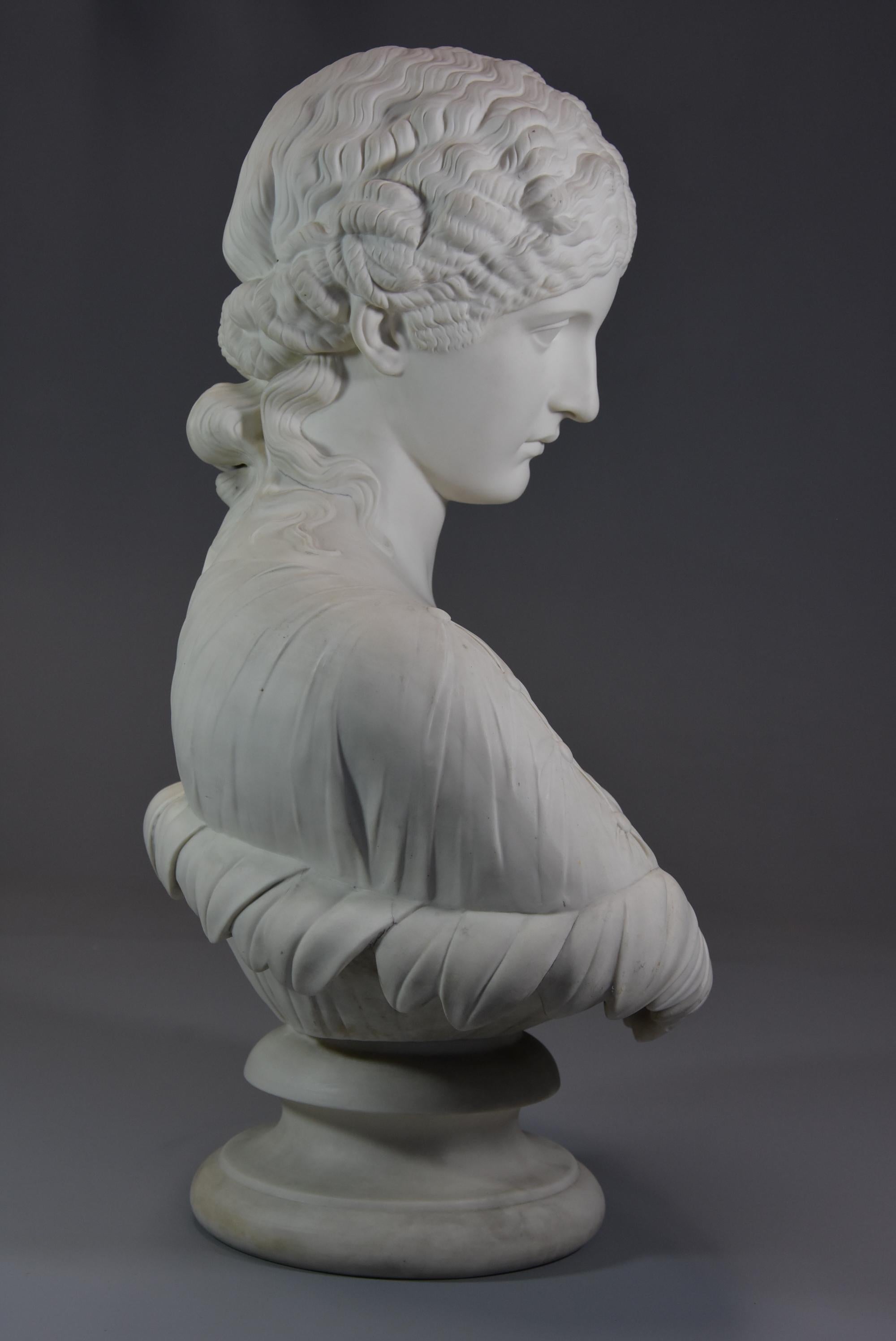 Decorative Large Mid-19th Century Parian Bust of ‘Clytie’, Stamped ‘Copeland' 1