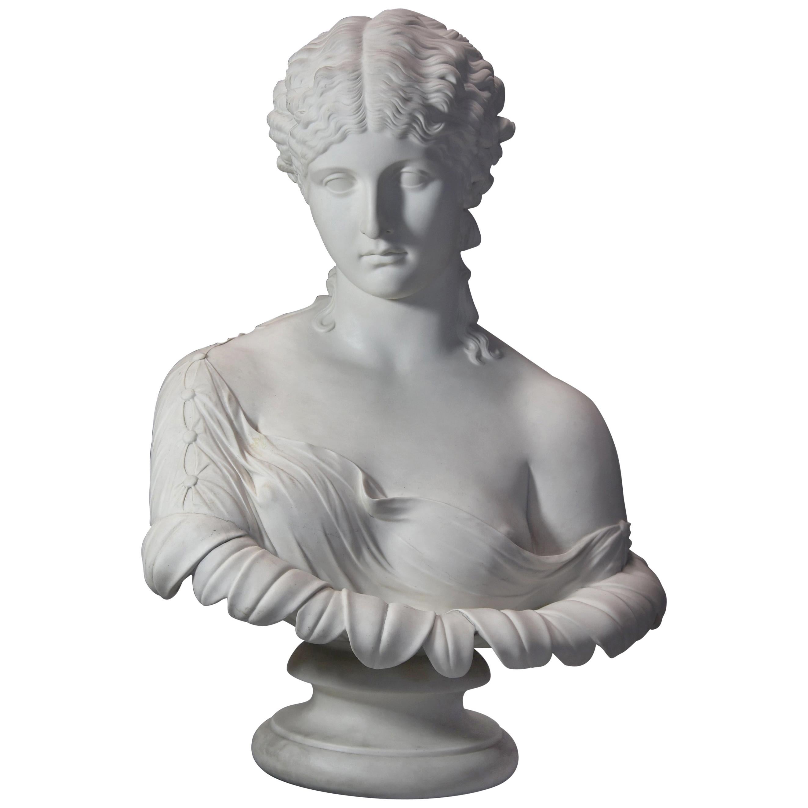 Decorative Large Mid-19th Century Parian Bust of ‘Clytie’, Stamped ‘Copeland'