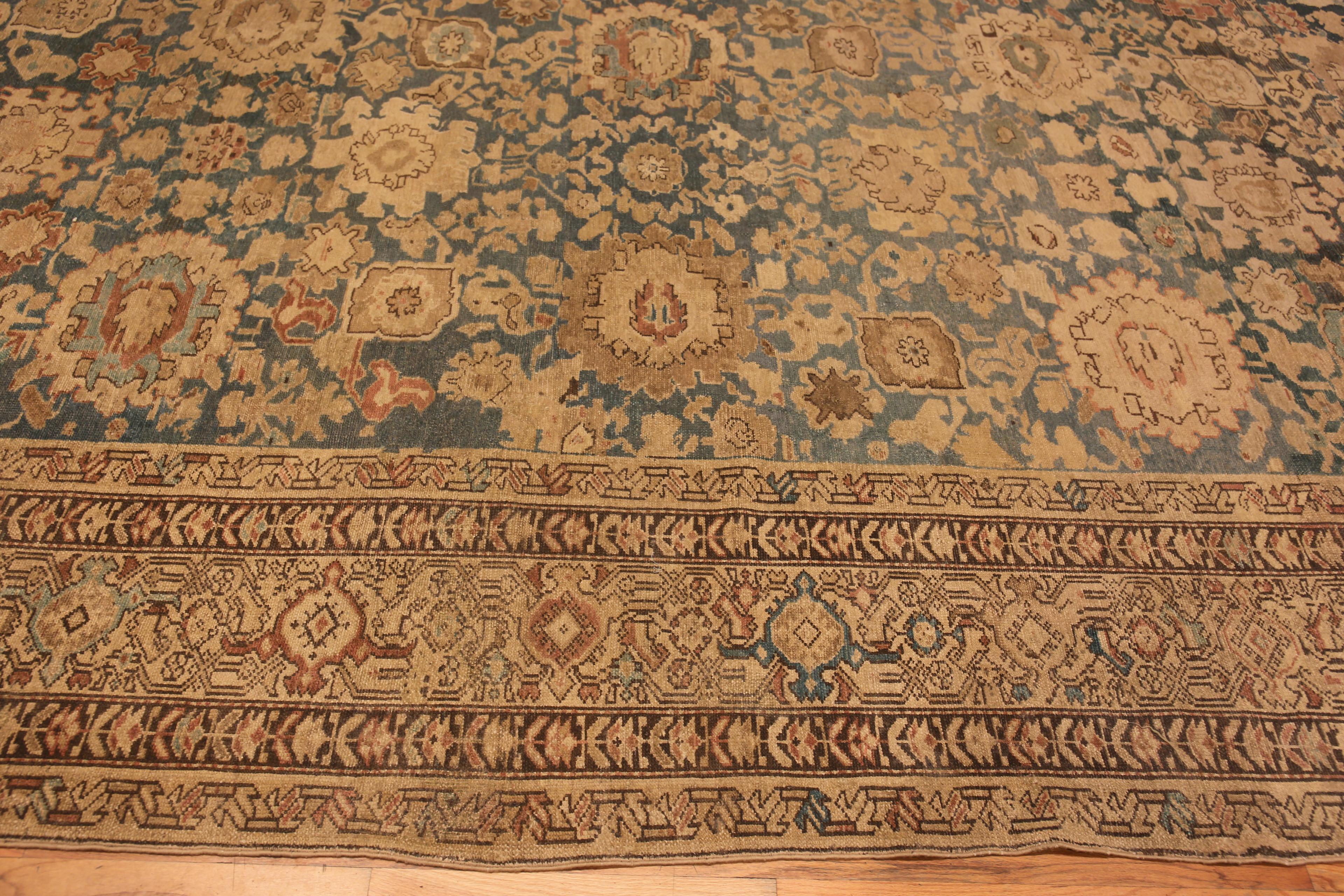Dekorativer antiker persischer Malayer-Teppich in Großformat, hellblau, Stammeskunst, 11'6