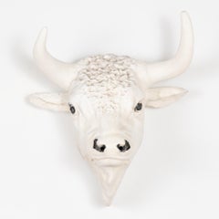 Decorative Large White Bull's Head from Butcher Shop, Denmark circa 1920-40