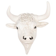 Decorative Large White Bull's Head from Butcher Shop, Denmark circa 1920-40
