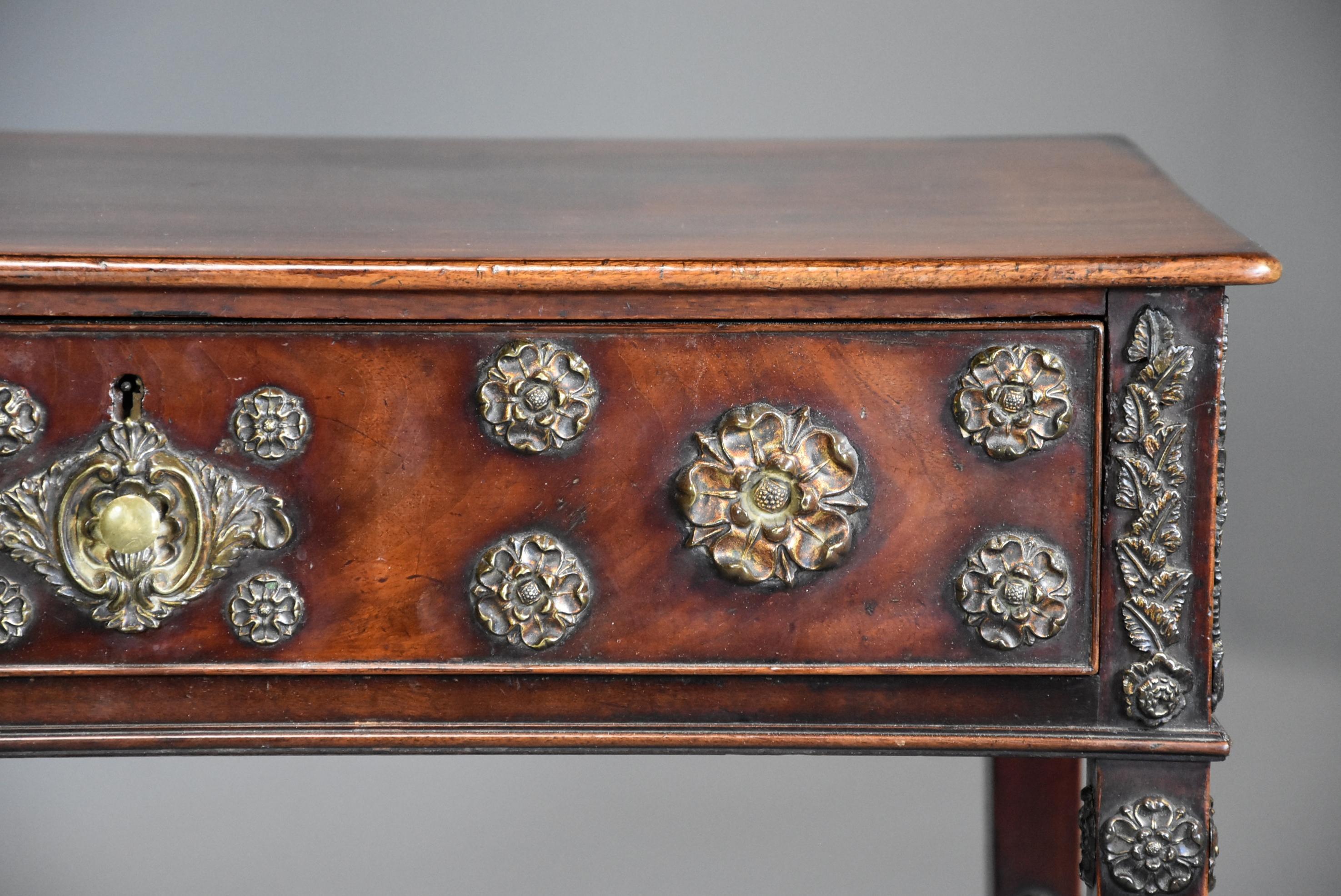 Decorative Late 18th Century Mahogany Side Table with Later Applied Brass Mounts 6